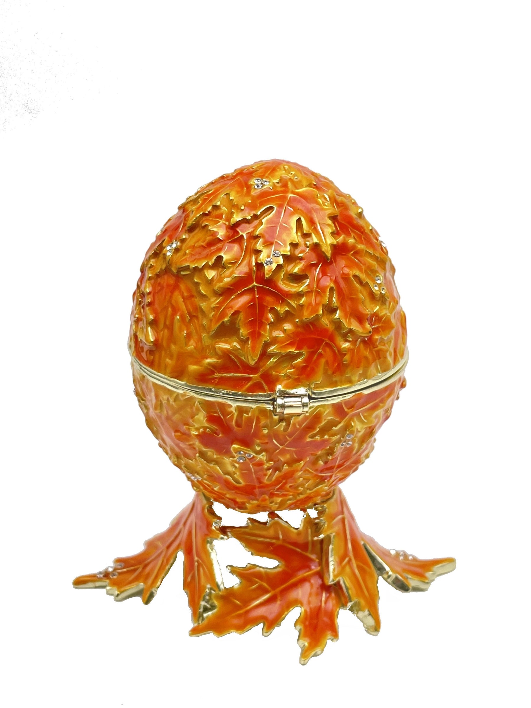 Keren Kopal Orange Faberge Egg with Leaves