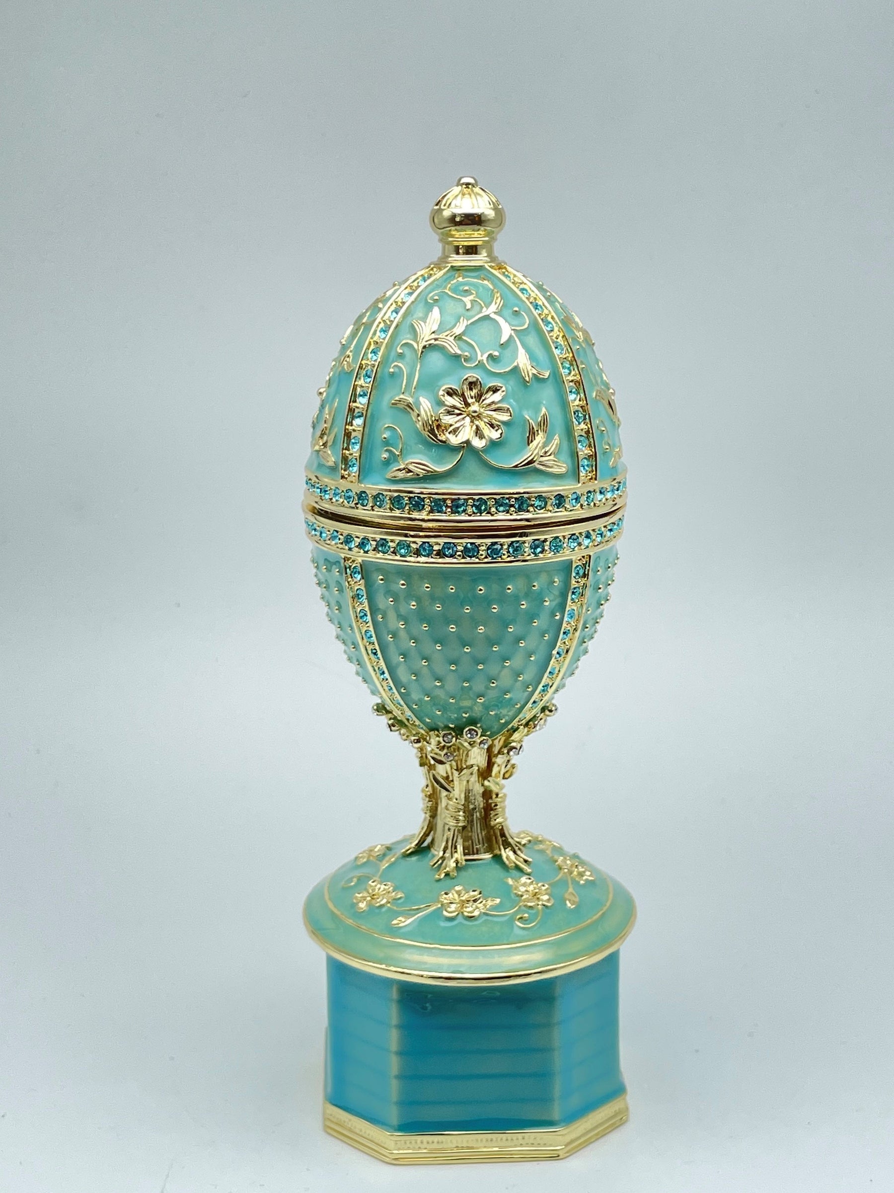 Keren Kopal Limited edition Green turquoise Faberge Egg with doves trinket box