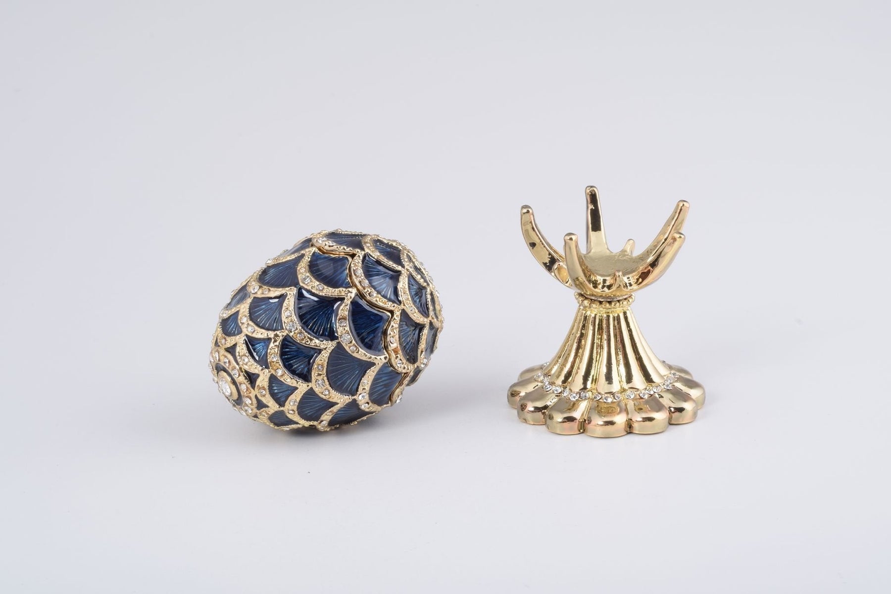 Keren Kopal Golden Blue pineapple Shape Faberge Egg