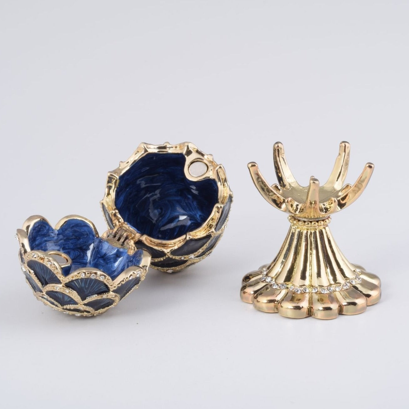 Keren Kopal Golden Blue pineapple Shape Faberge Egg