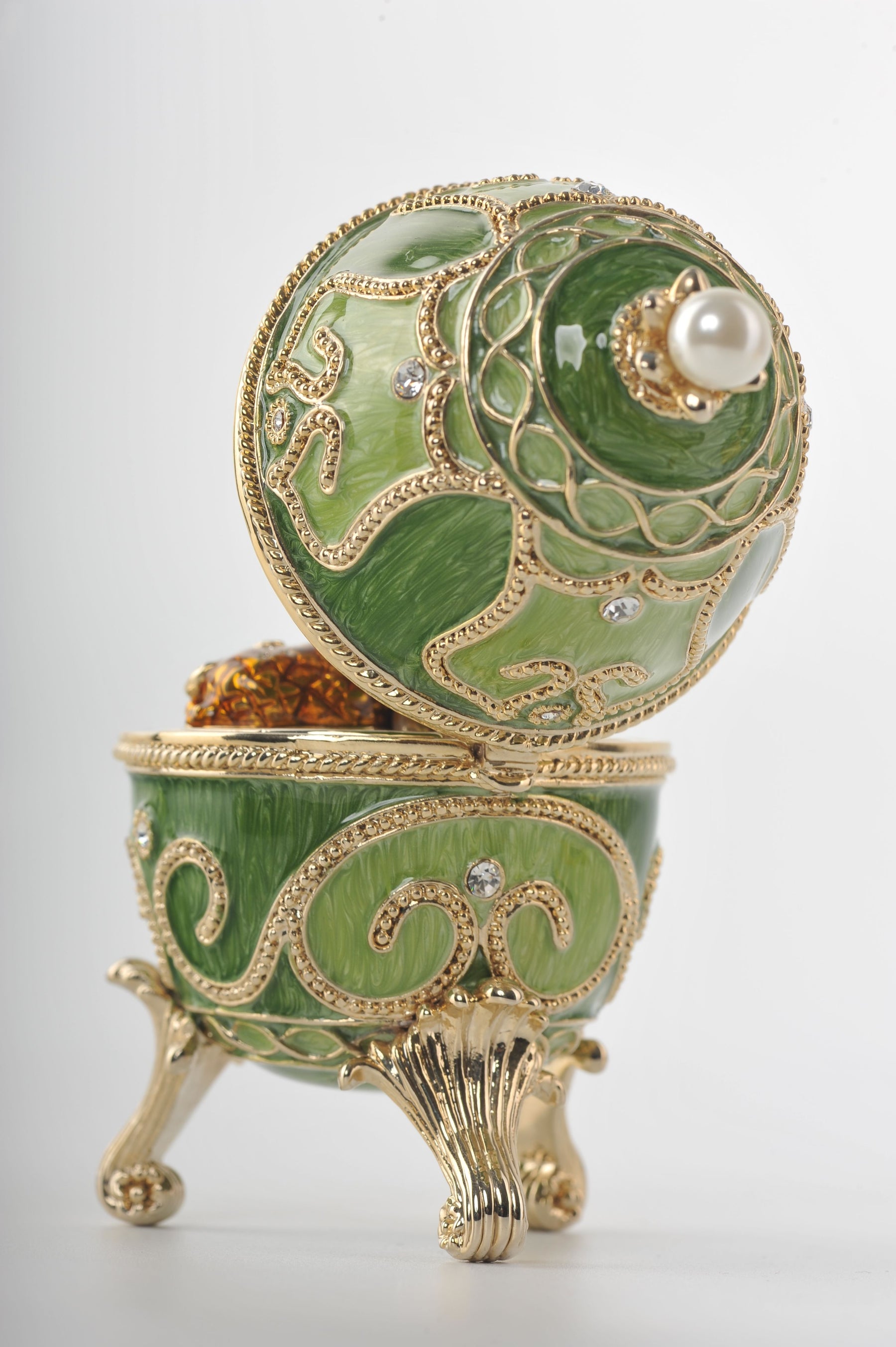 Keren Kopal Green Faberge Egg with Animals Inside