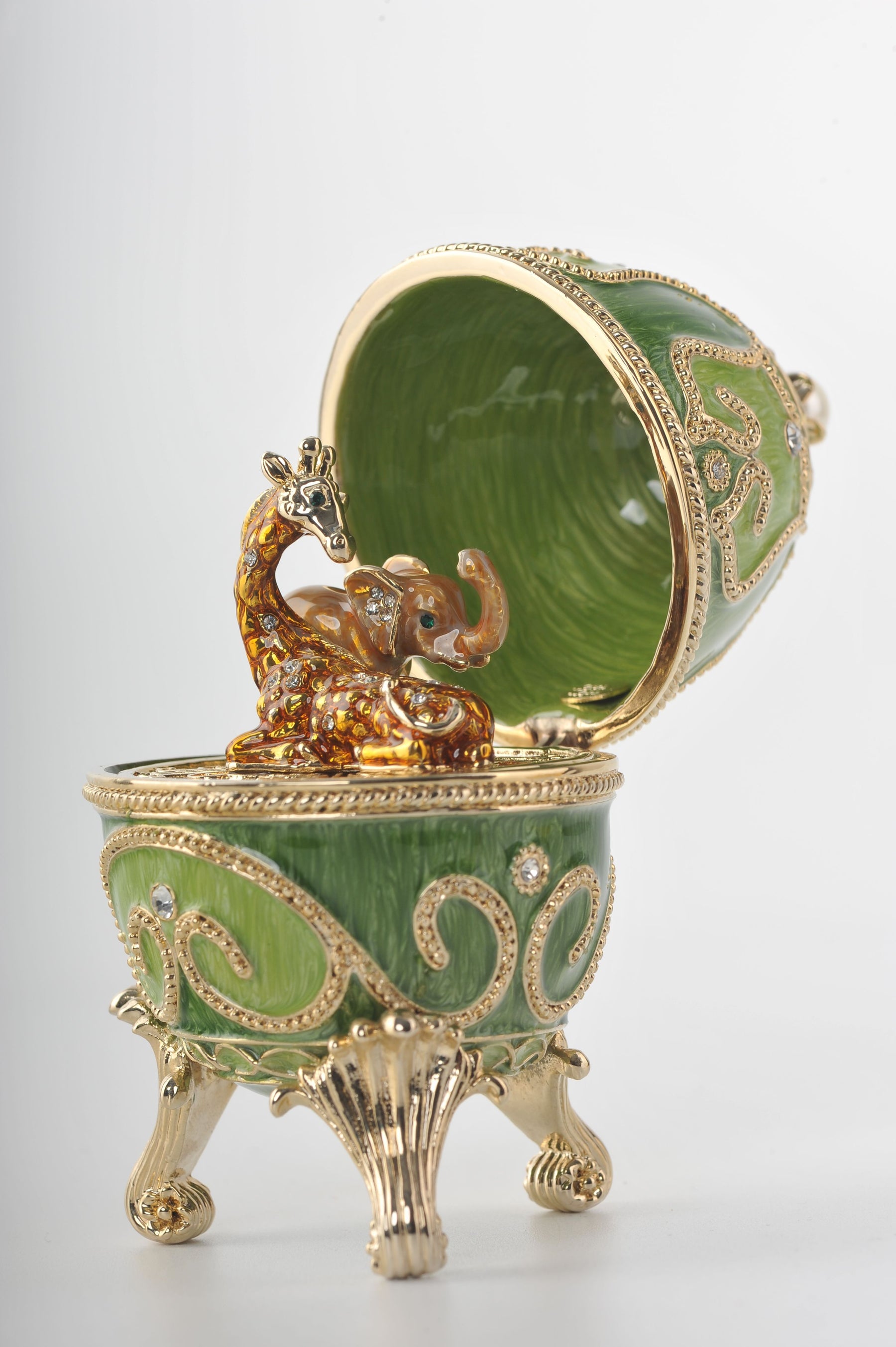 Keren Kopal Green Faberge Egg with Animals Inside