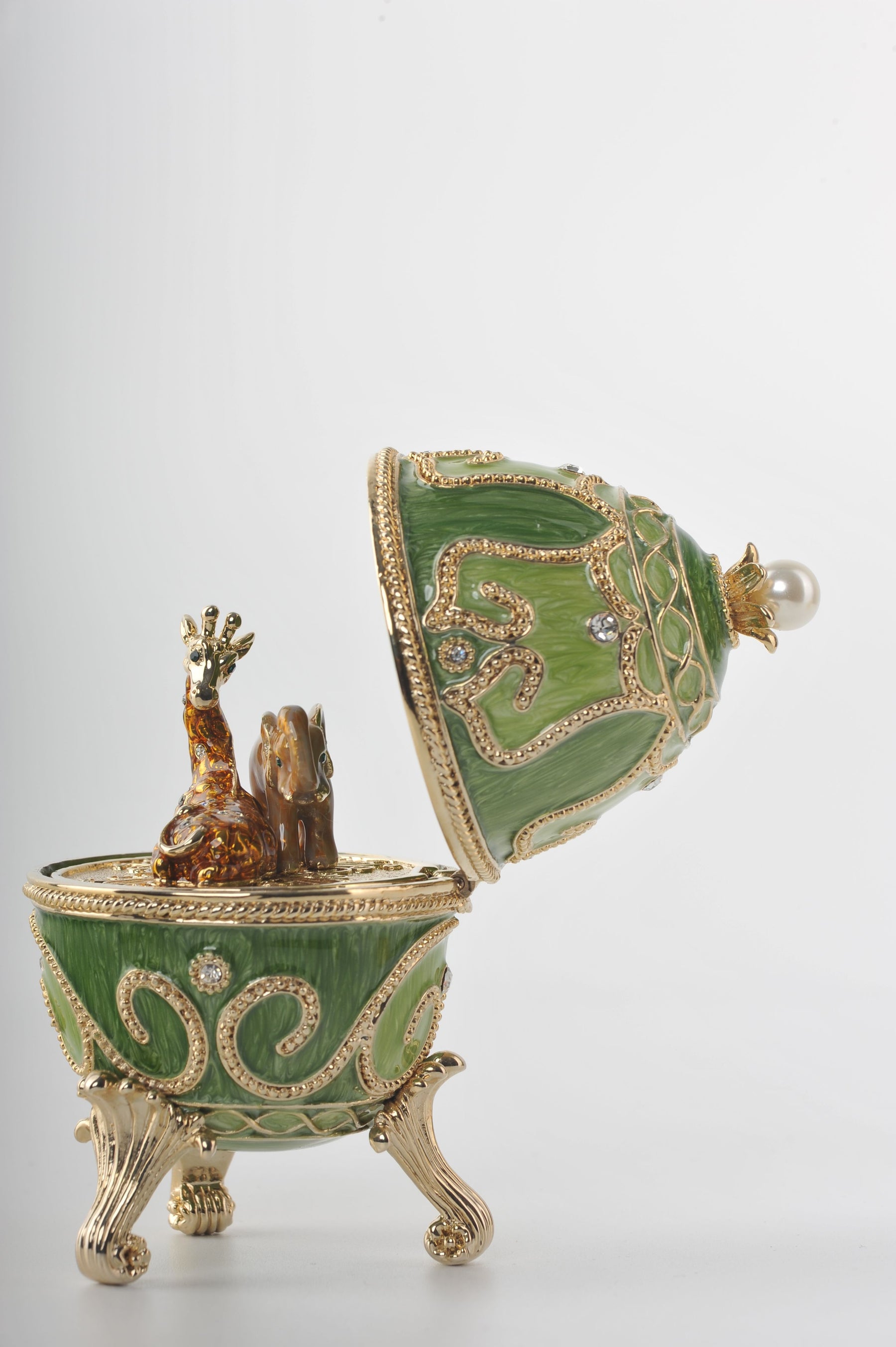 Keren Kopal Green Faberge Egg with Animals Inside