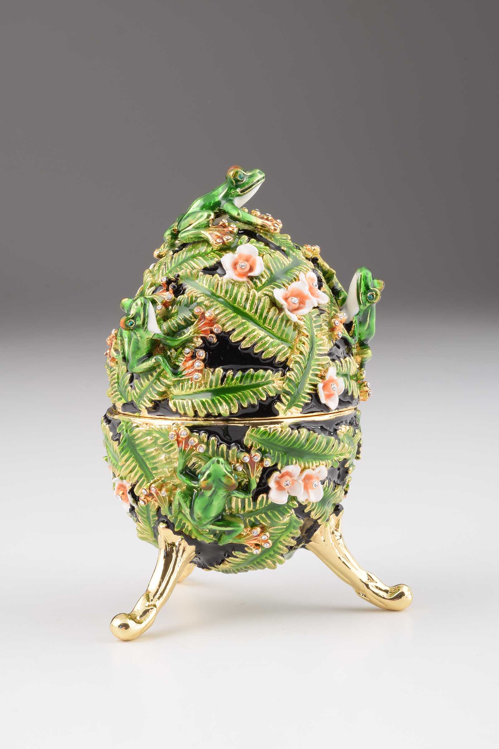 Keren Kopal Green Faberge Egg with Frogs