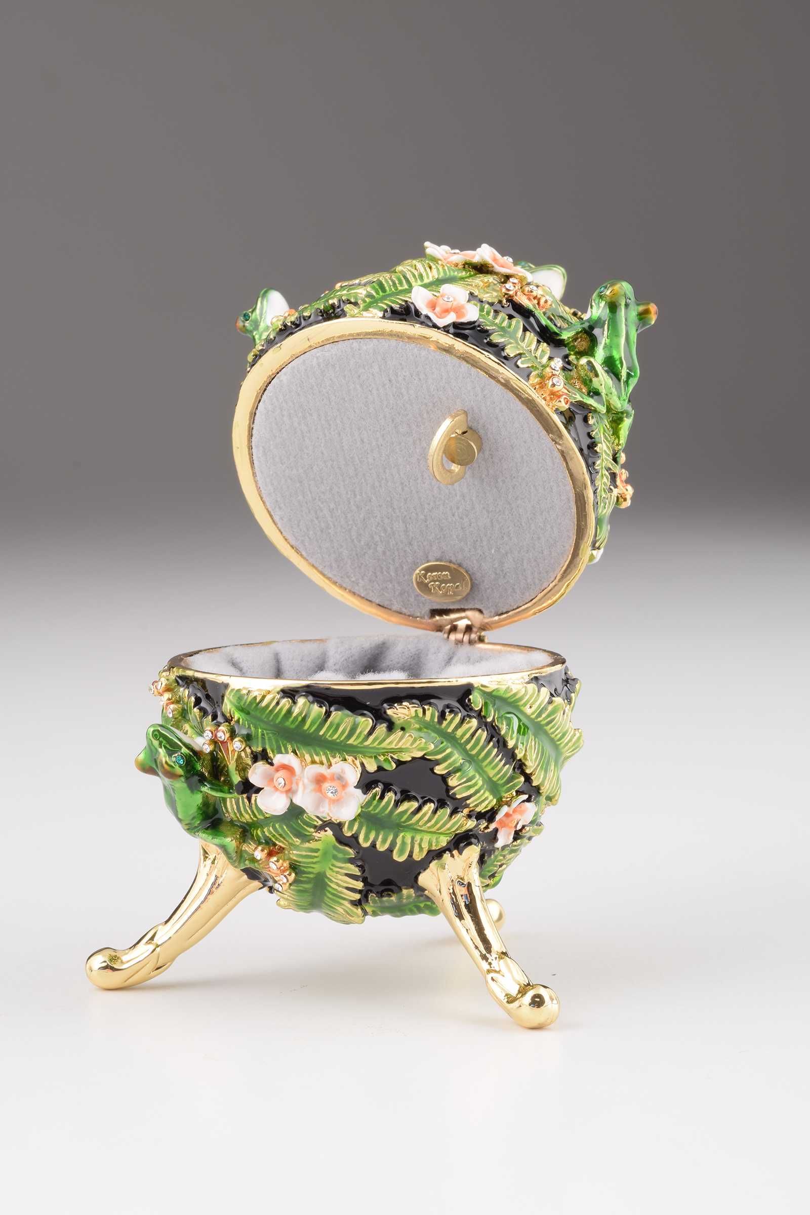 Keren Kopal Green Faberge Egg with Frogs