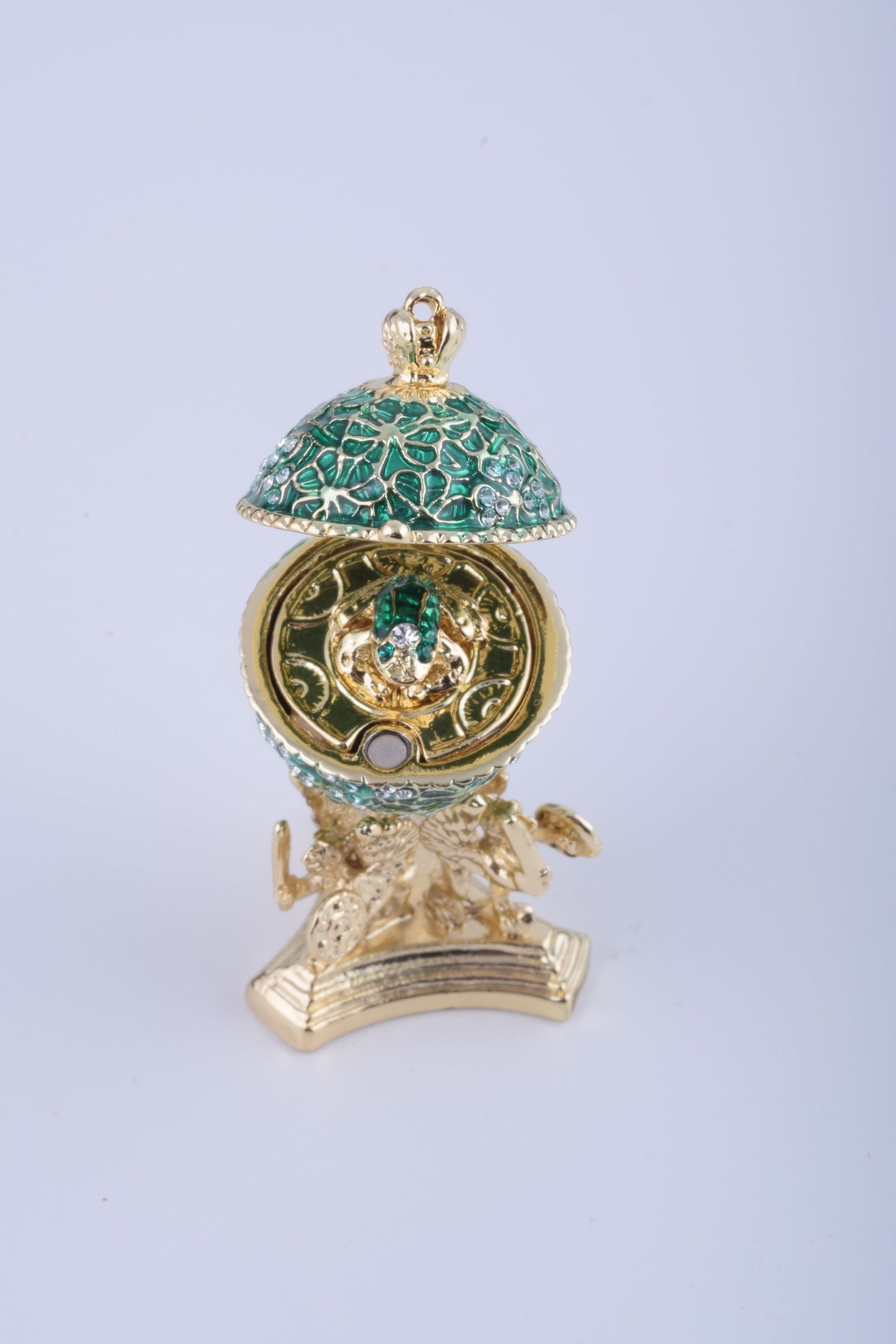 Keren Kopal Green Faberge Egg with a Golden Frog Inside