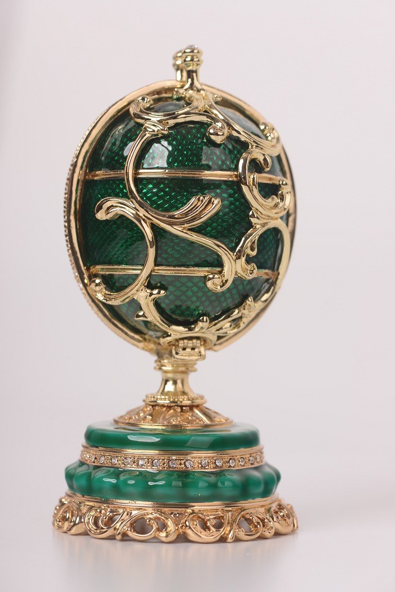 Keren Kopal Green Faberge Egg with a Removable Flower Bouquet