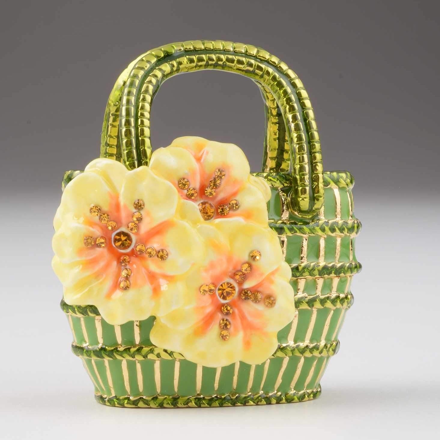 Keren Kopal Green Handbag with Yellow Flowers