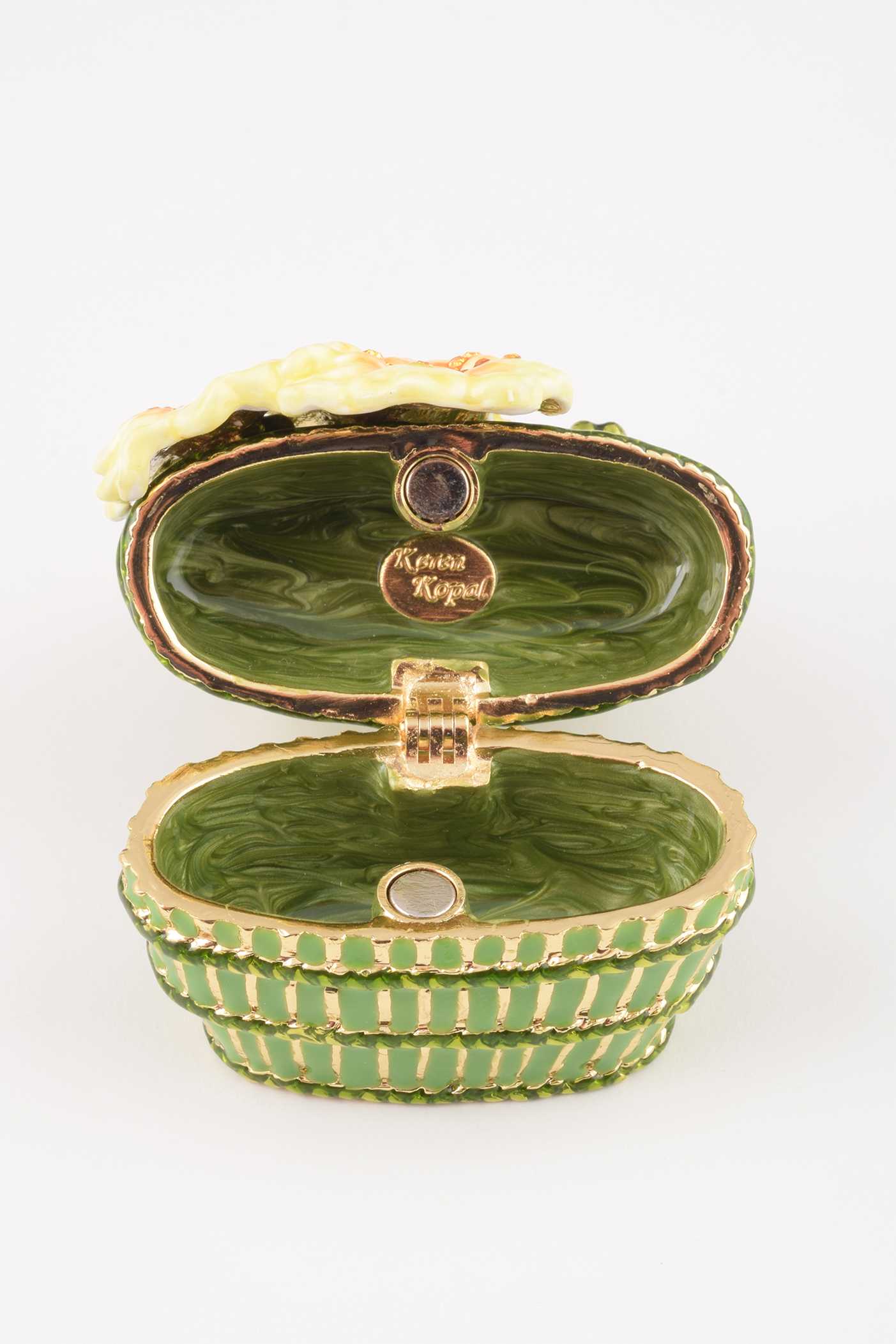 Keren Kopal Green Handbag with Yellow Flowers