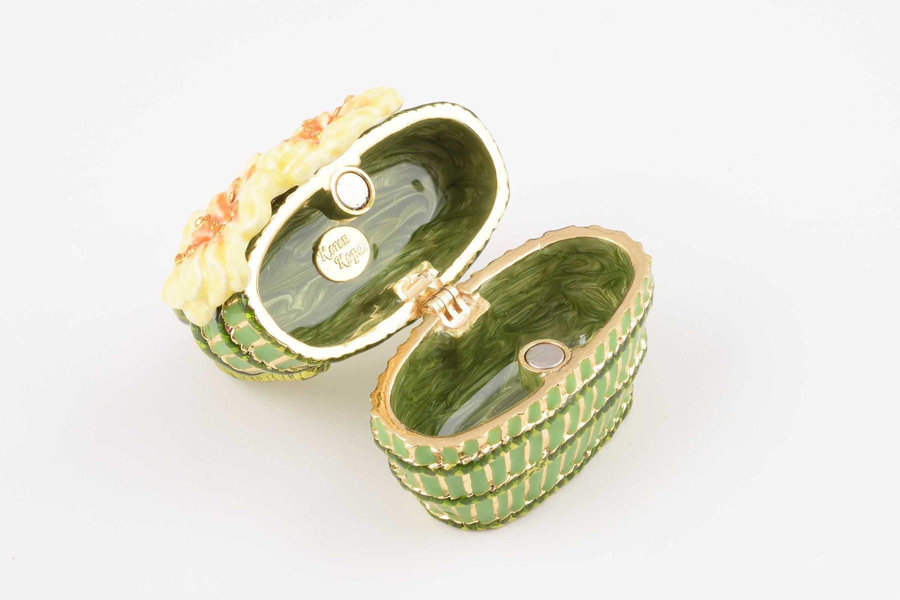 Keren Kopal Green Handbag with Yellow Flowers