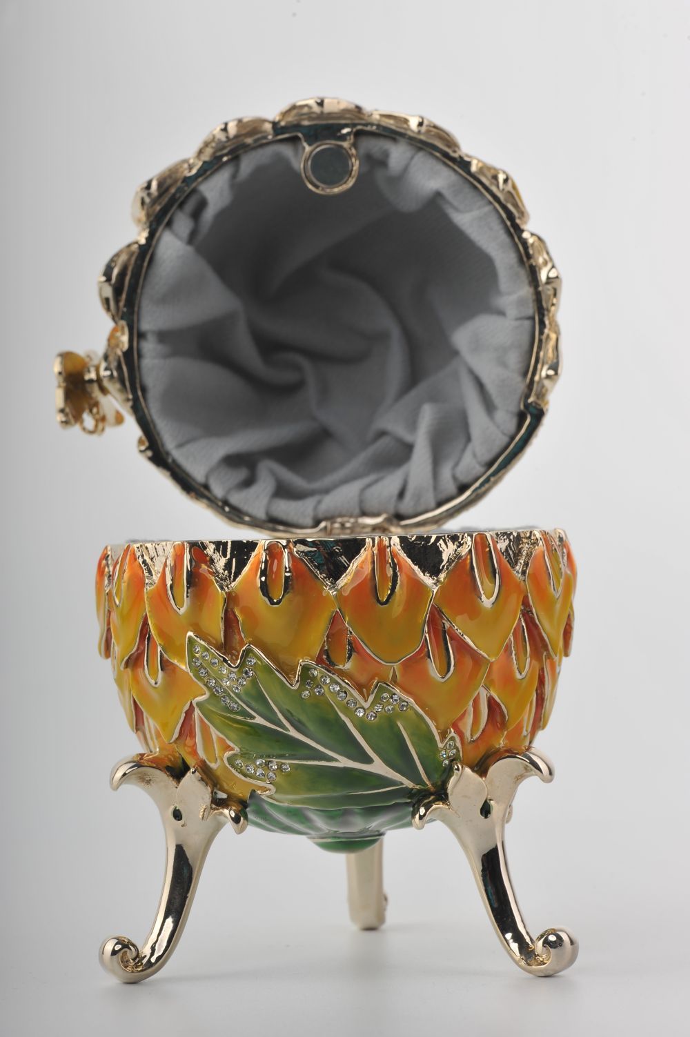 Keren Kopal Green & Yellow Faberge Egg with Blue Butterflies