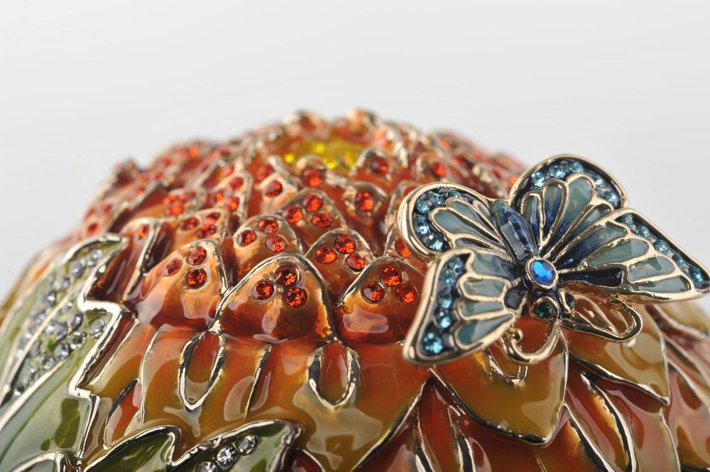 Keren Kopal Green & Yellow Faberge Egg with Blue Butterflies