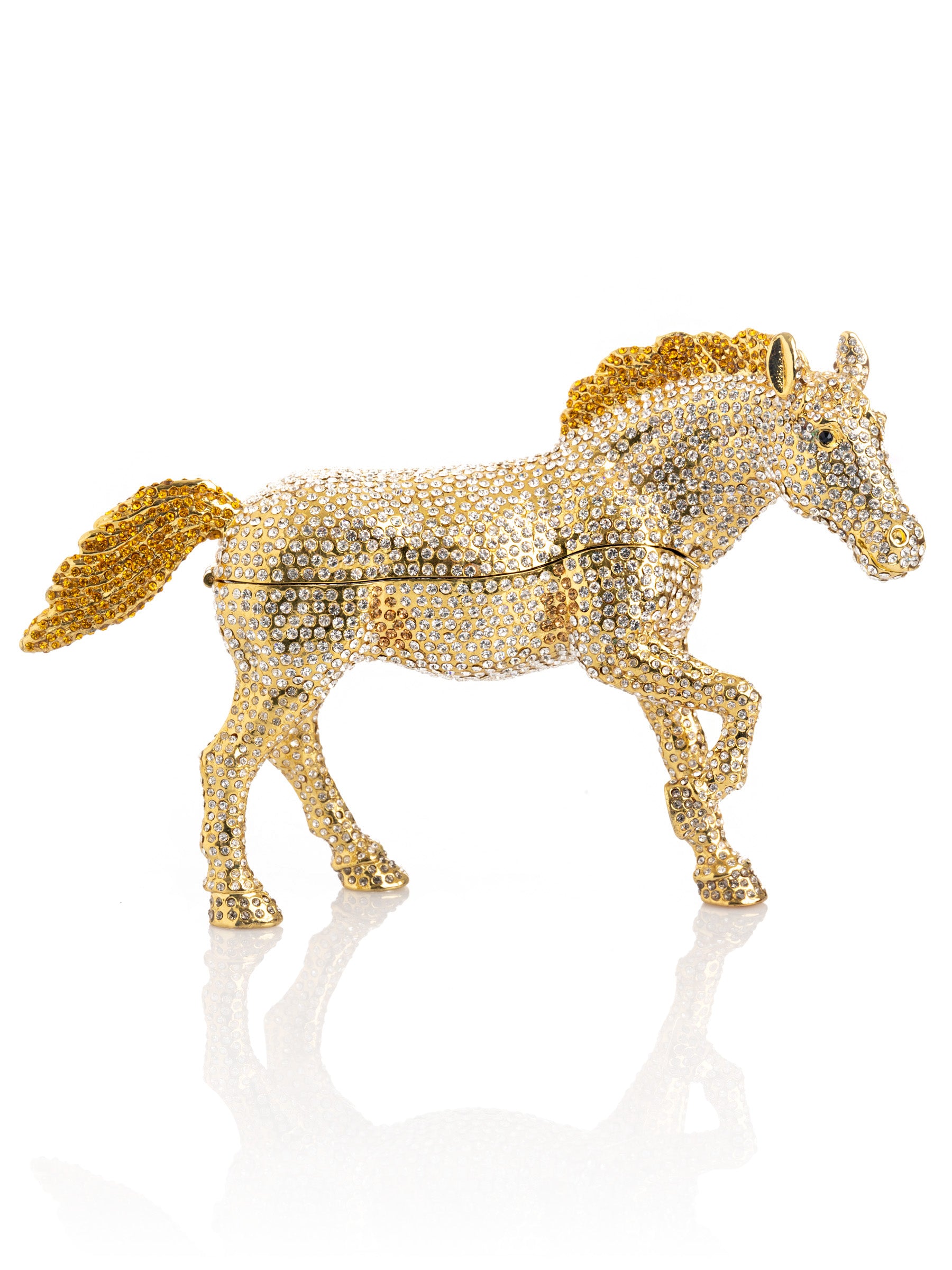 Keren Kopal Large Golden Horse Decorated with White Crystals