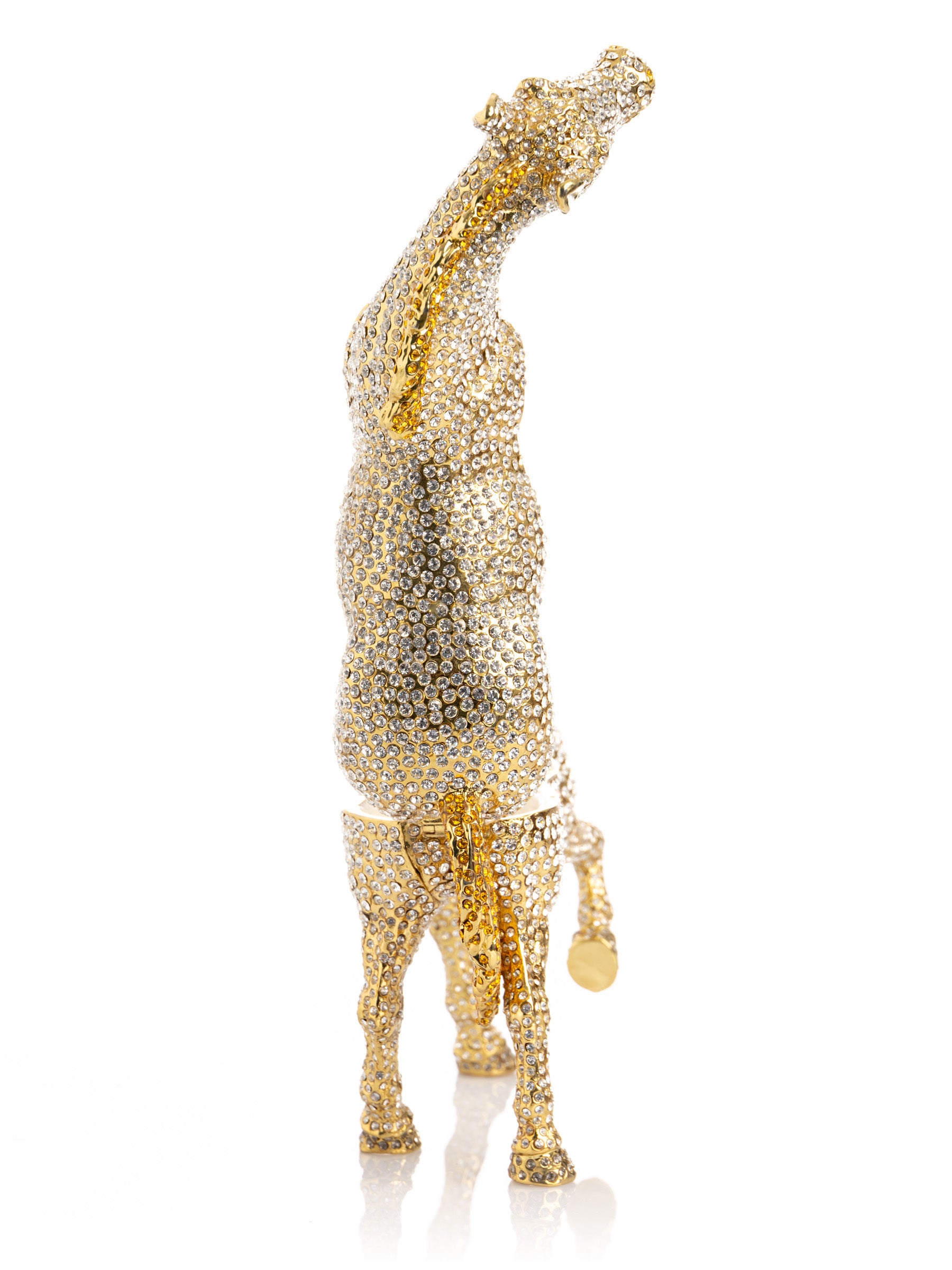 Keren Kopal Large Golden Horse Decorated with White Crystals
