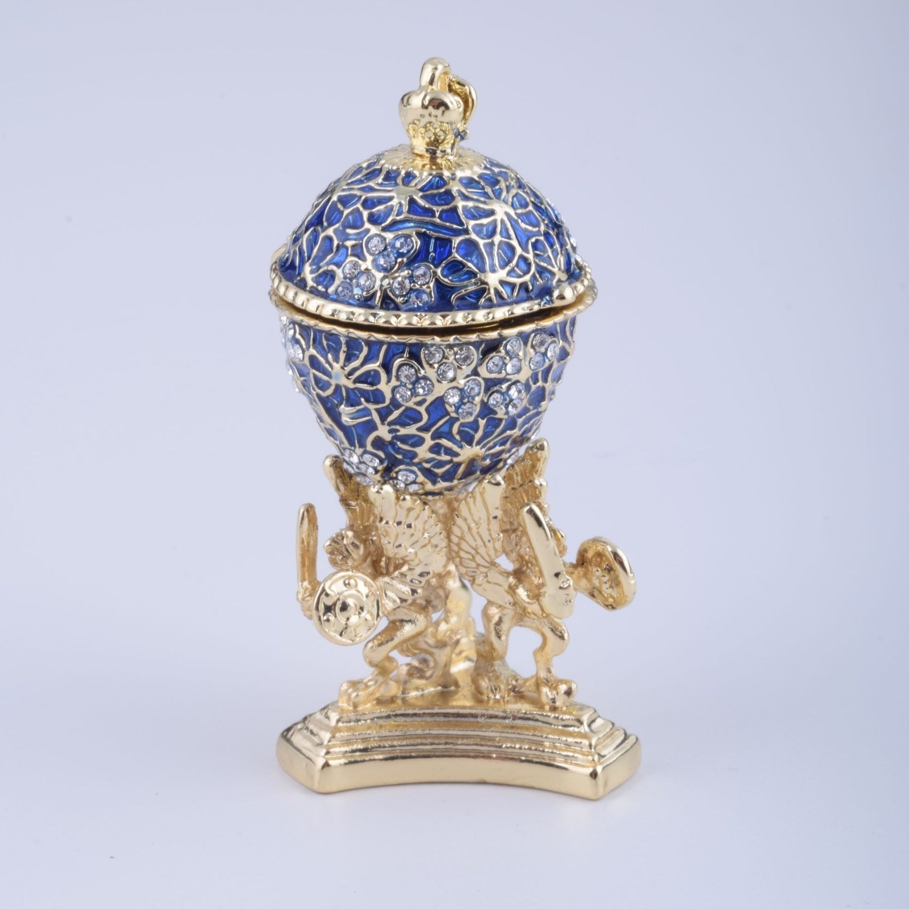 Keren Kopal Blue Faberge Egg with a Golden Frog Inside