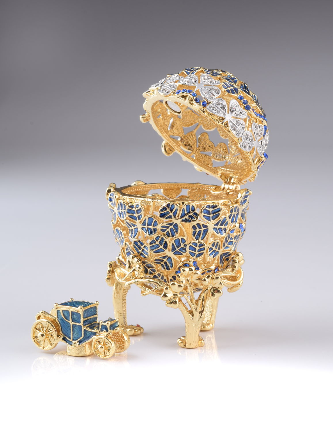Keren Kopal Blue Faberge Egg with Car Inside