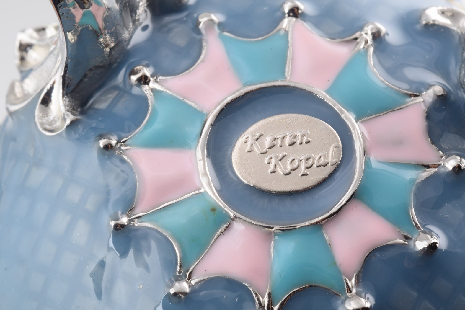 Keren Kopal Light Blue Faberge Egg with Horse Carousel