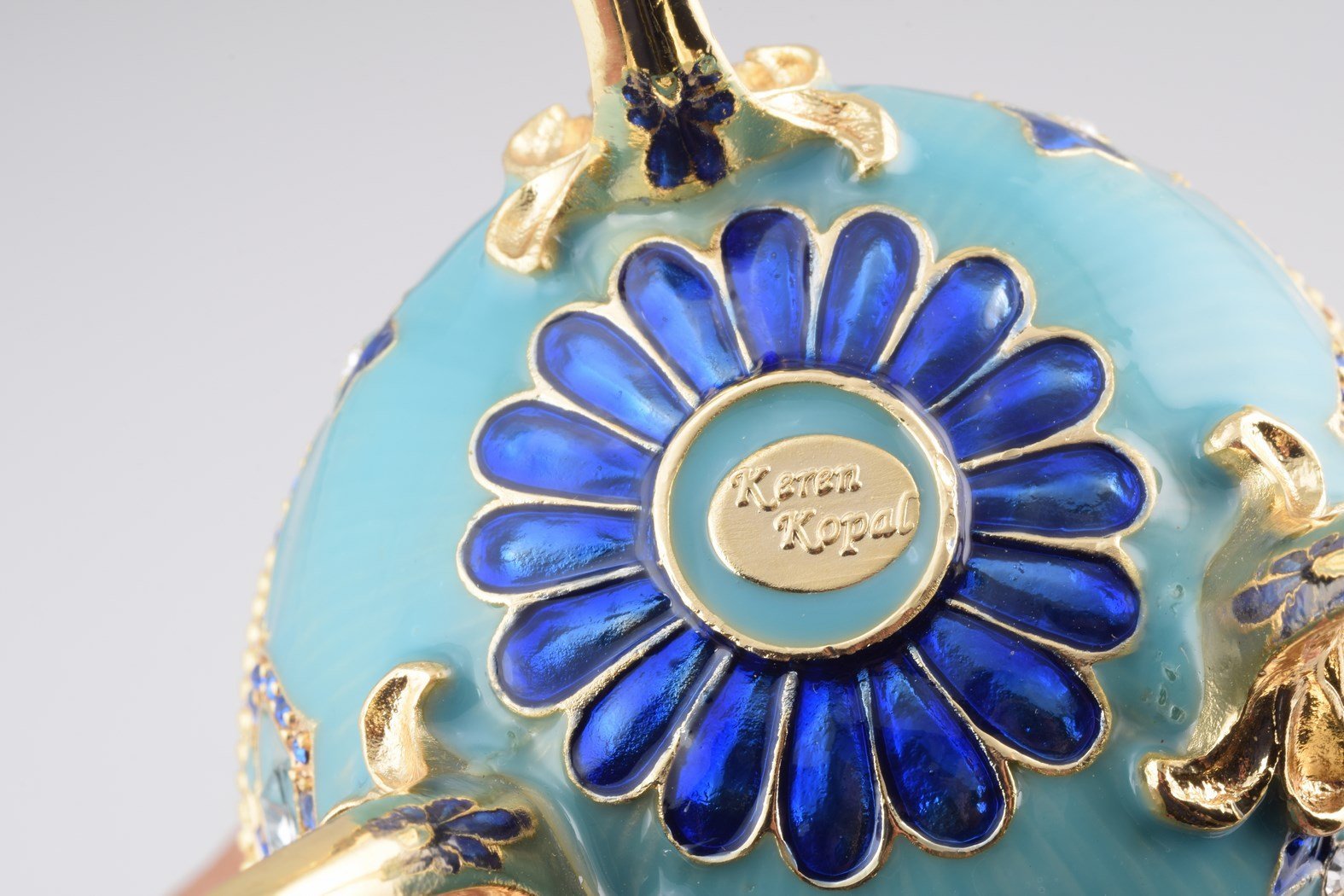 Keren Kopal Light Blue Faberge Egg with Horse Carousel