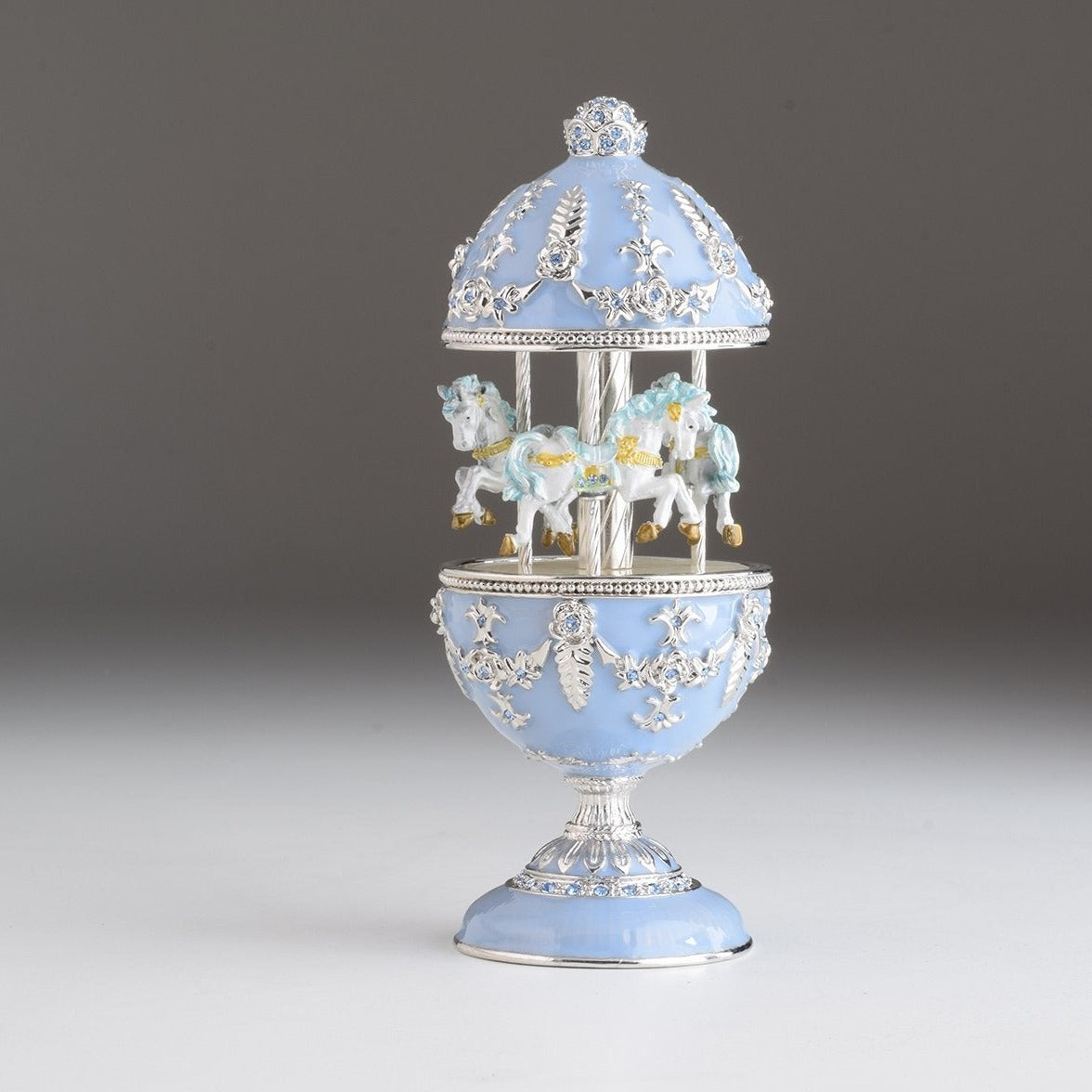 Keren Kopal Light Blue Musical Carousel Faberge Egg
