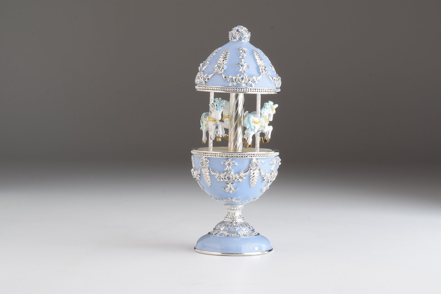 Keren Kopal Light Blue Musical Carousel Faberge Egg
