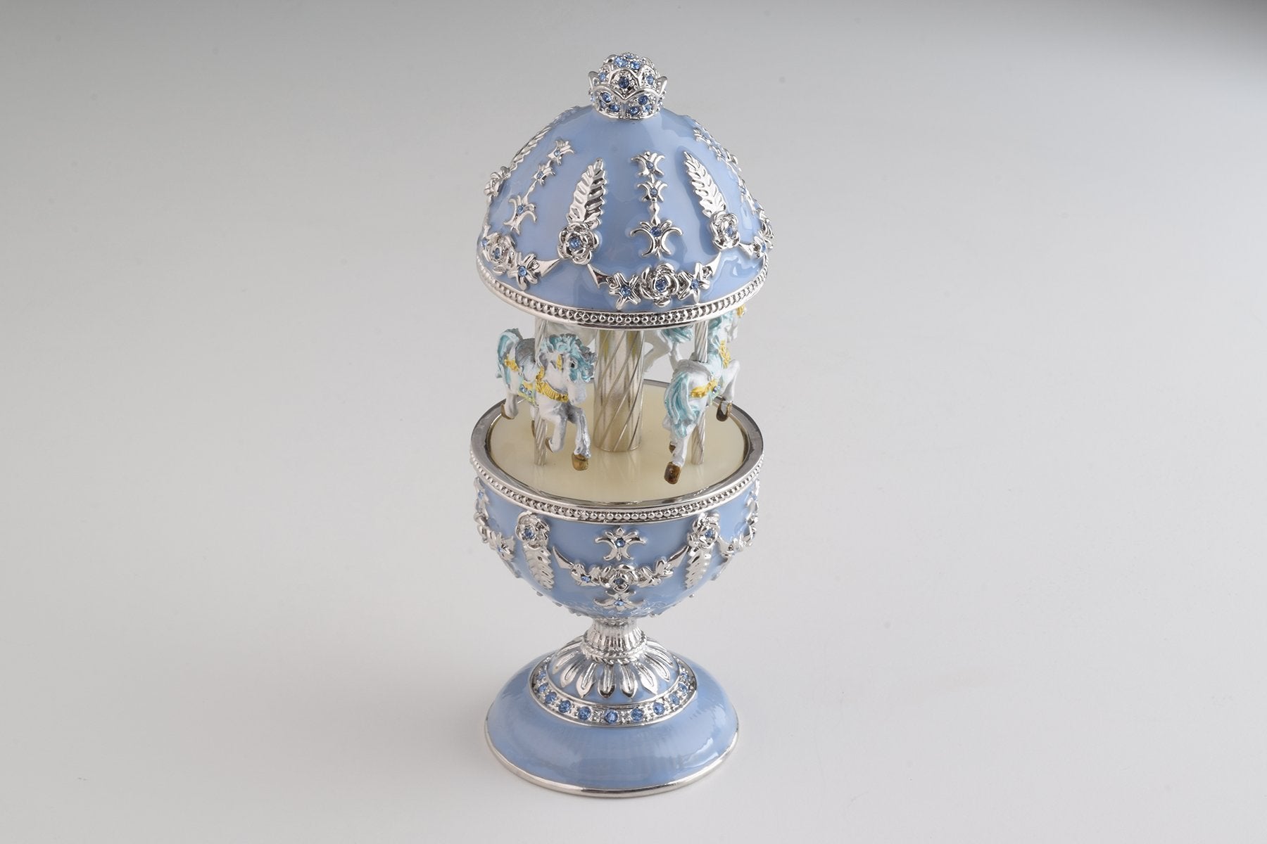 Keren Kopal Light Blue Musical Carousel Faberge Egg