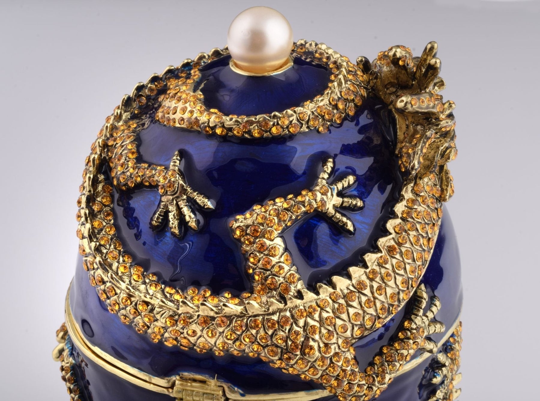 Keren Kopal Blue Faberge Egg with Dragon Music Playing Egg