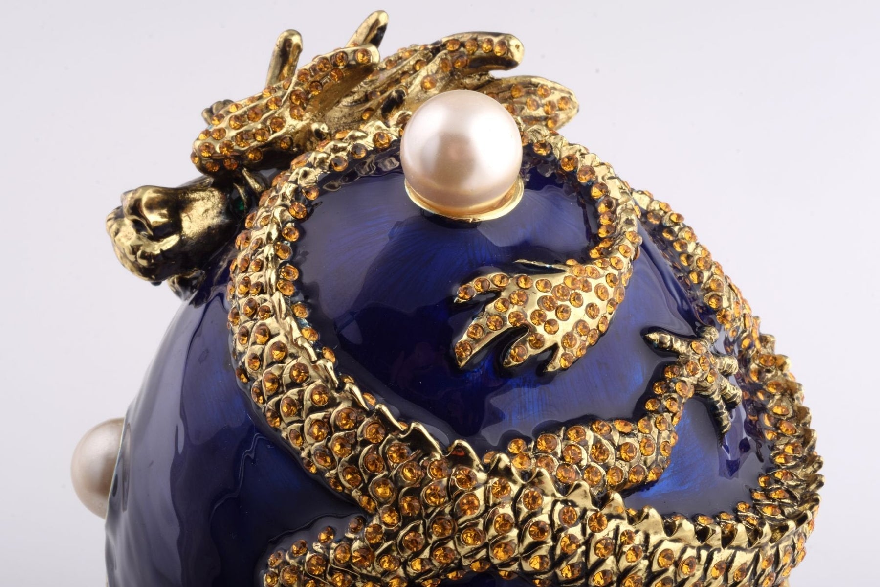 Keren Kopal Blue Faberge Egg with Dragon Music Playing Egg