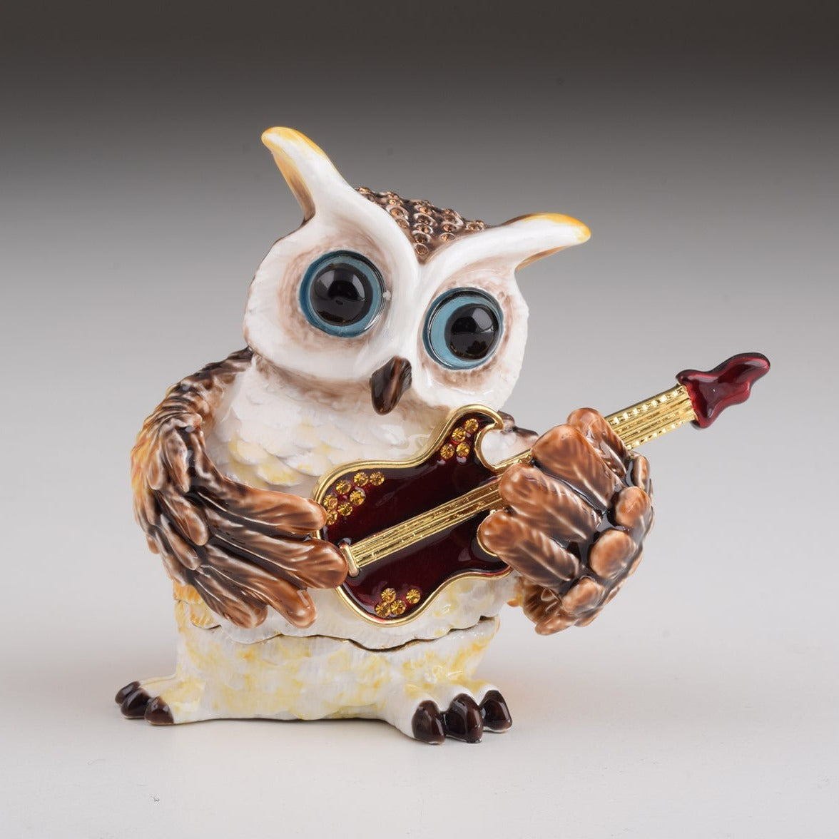 Keren Kopal Brown Owl Playing Guitar Trinket Box