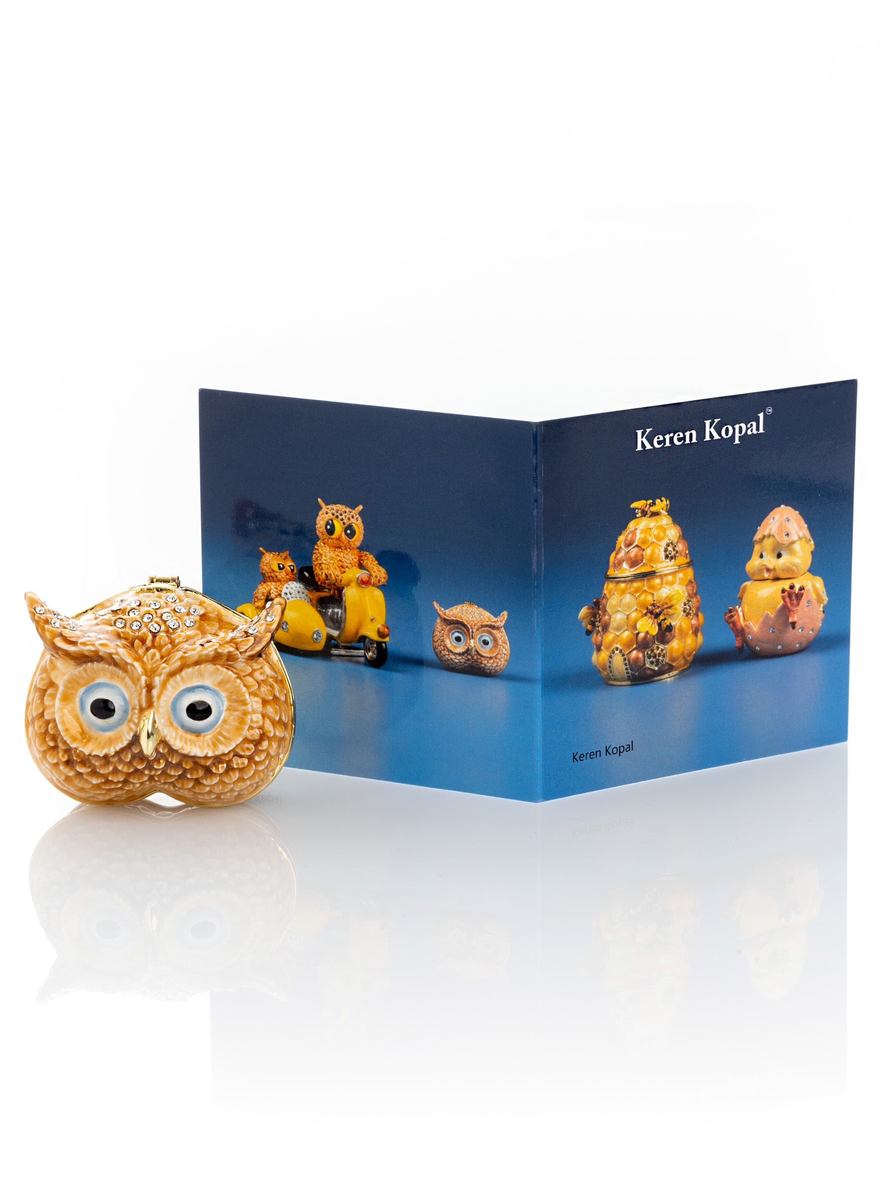 Keren Kopal Brown Owl face trinket box