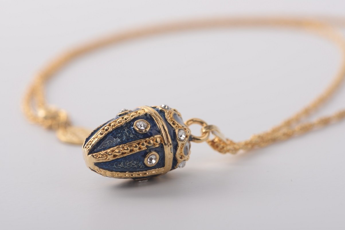 Keren Kopal Blue & Gold Egg Pendant Necklace