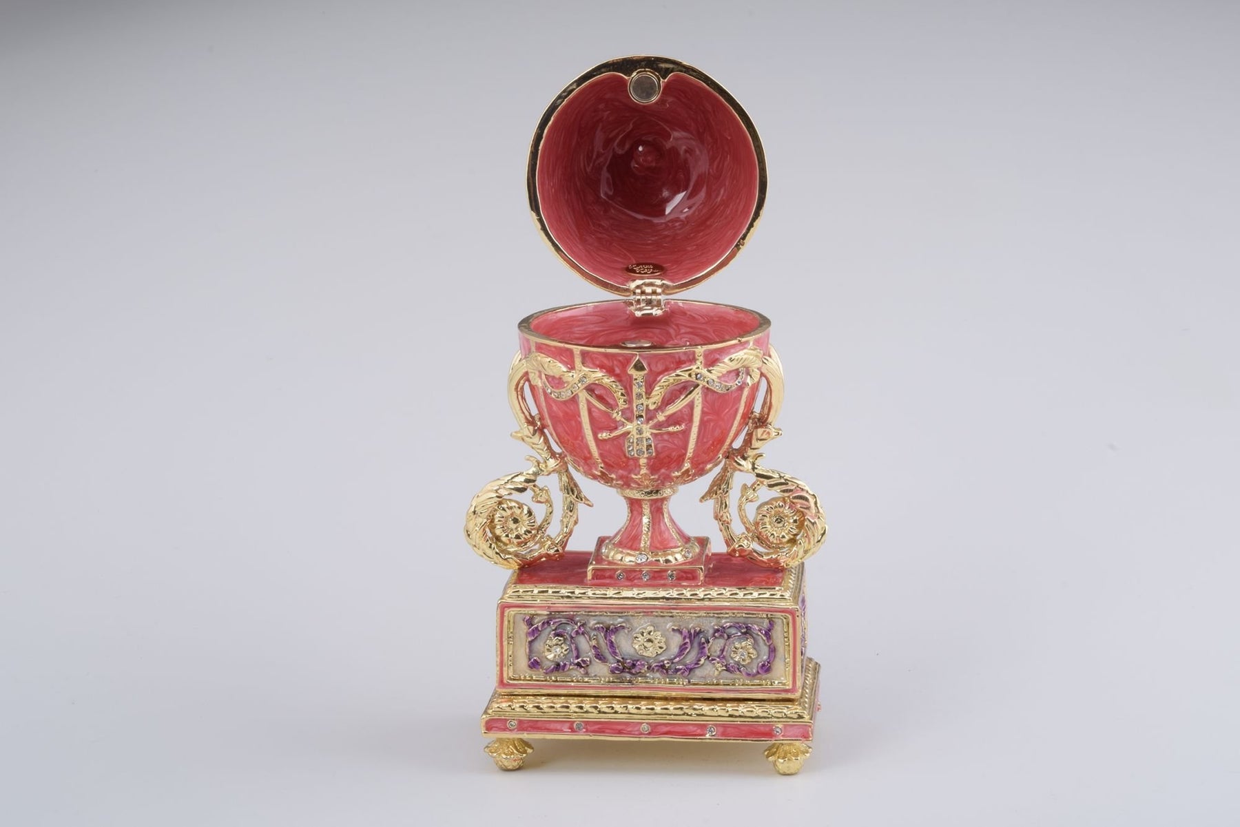 Keren Kopal Pink Faberge Egg with Flowers Bouquet on Top