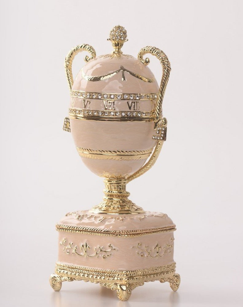 Keren Kopal Pink Faberge Egg with Gold Handles
