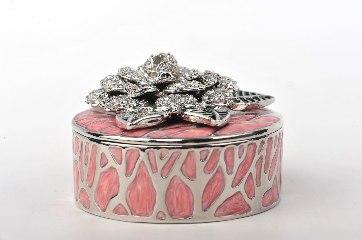 Keren Kopal Pink Jewelry Box with Silver Flower
