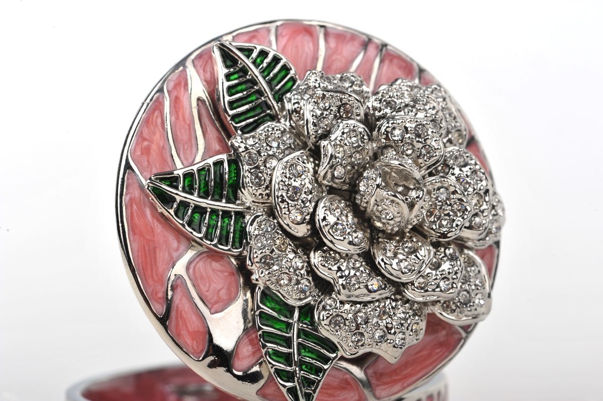 Keren Kopal Pink Jewelry Box with Silver Flower
