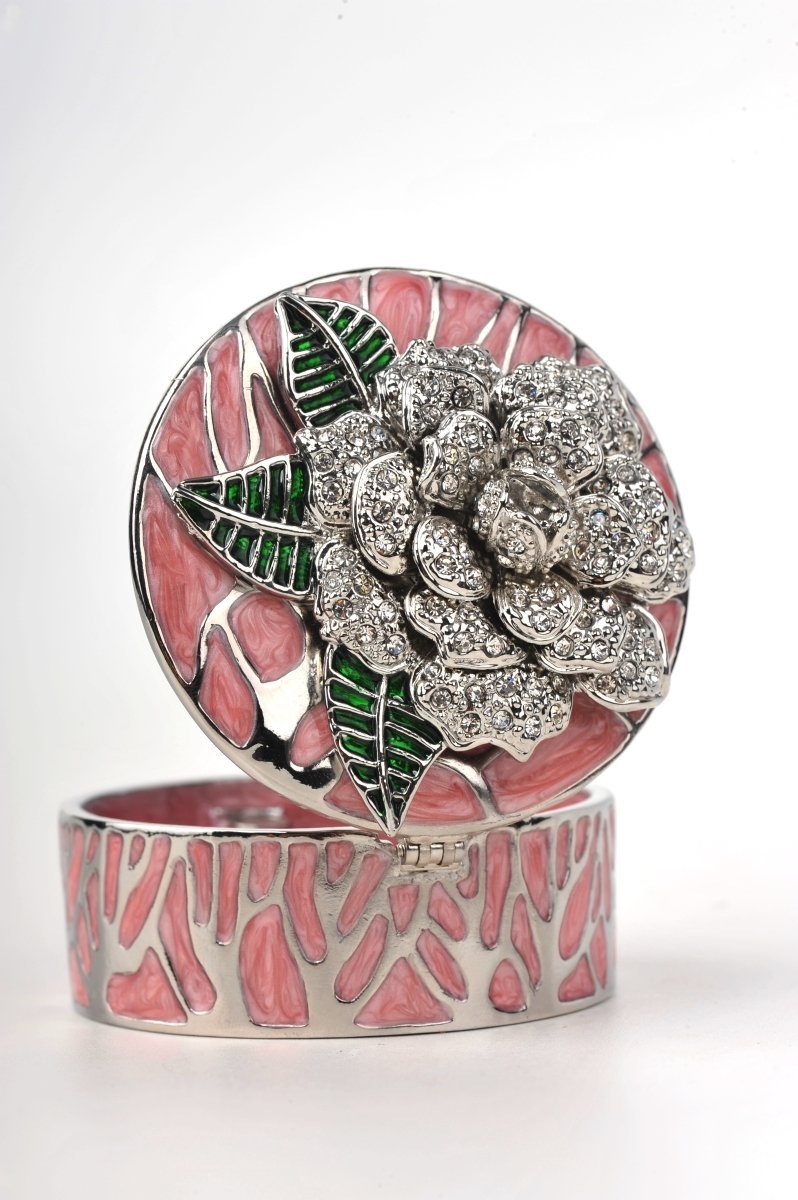 Keren Kopal Pink Jewelry Box with Silver Flower