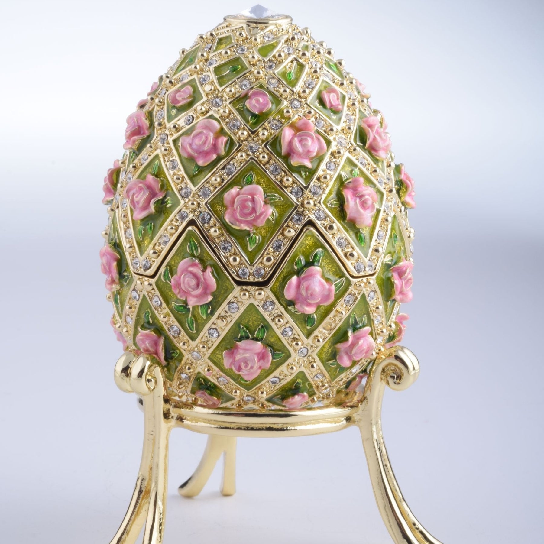 Keren Kopal Pink Roses Faberge Style Egg