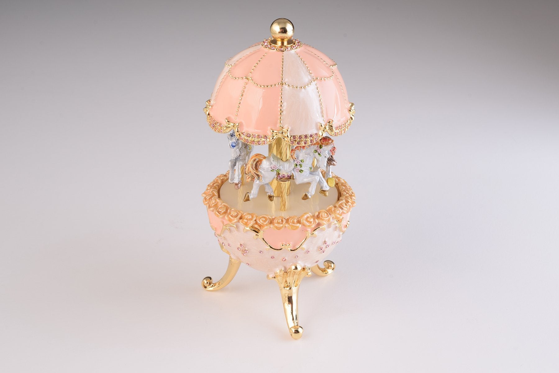 Keren Kopal Pink Wind up Carousel Faberge Egg