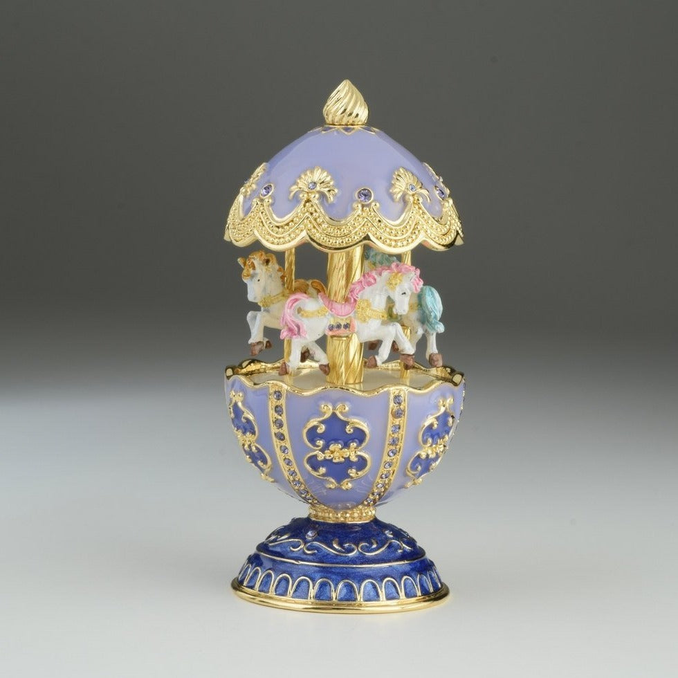 Keren Kopal Purple Carousel Egg with White Royal Horses