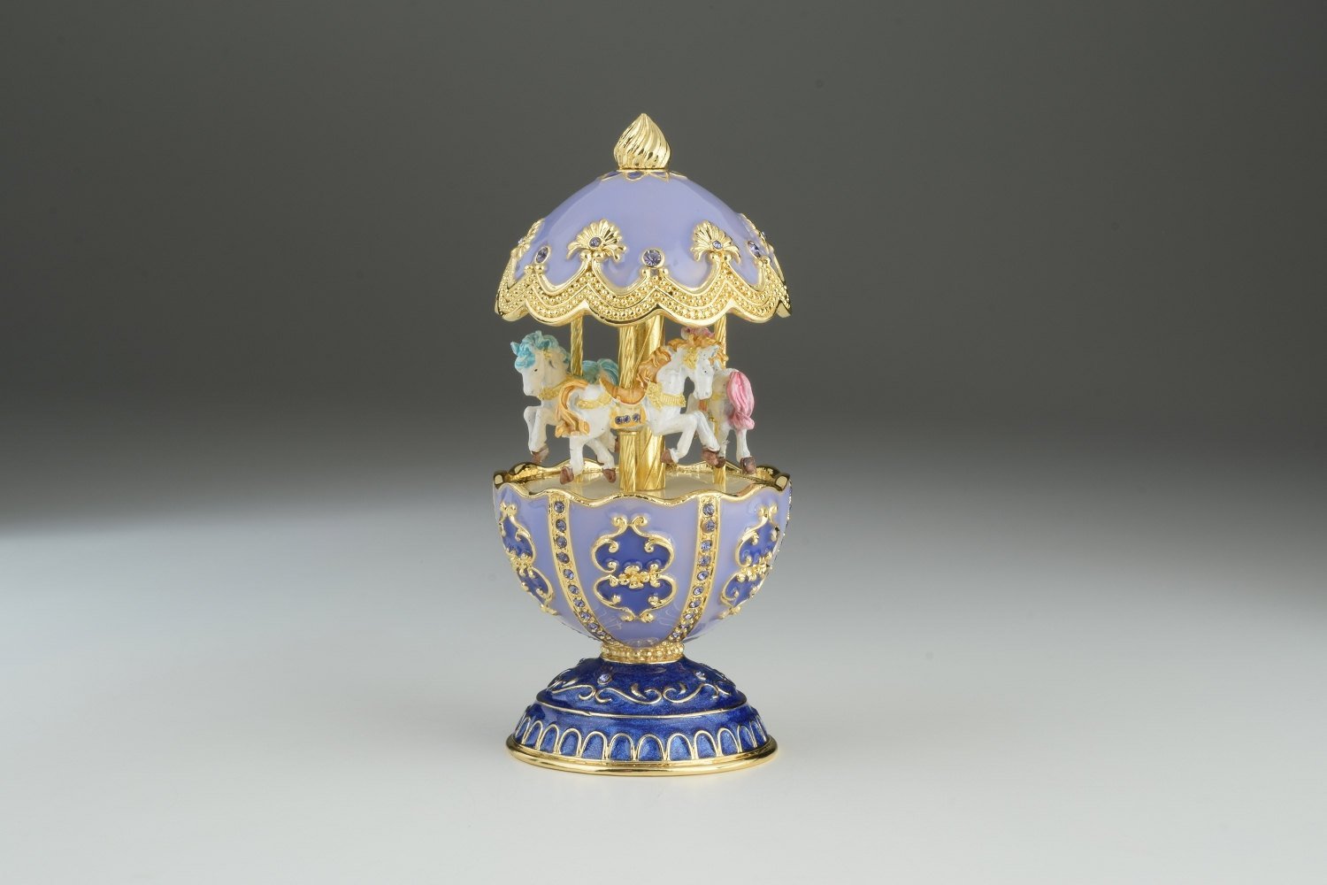 Keren Kopal Purple Carousel Egg with White Royal Horses