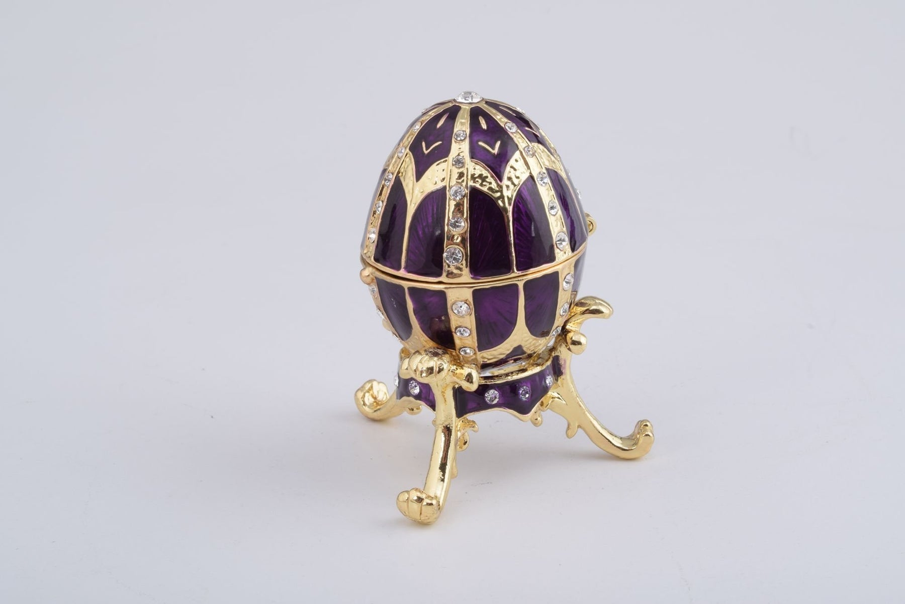 Keren Kopal Purple Faberge Style Egg with an Egg Pendant Inside