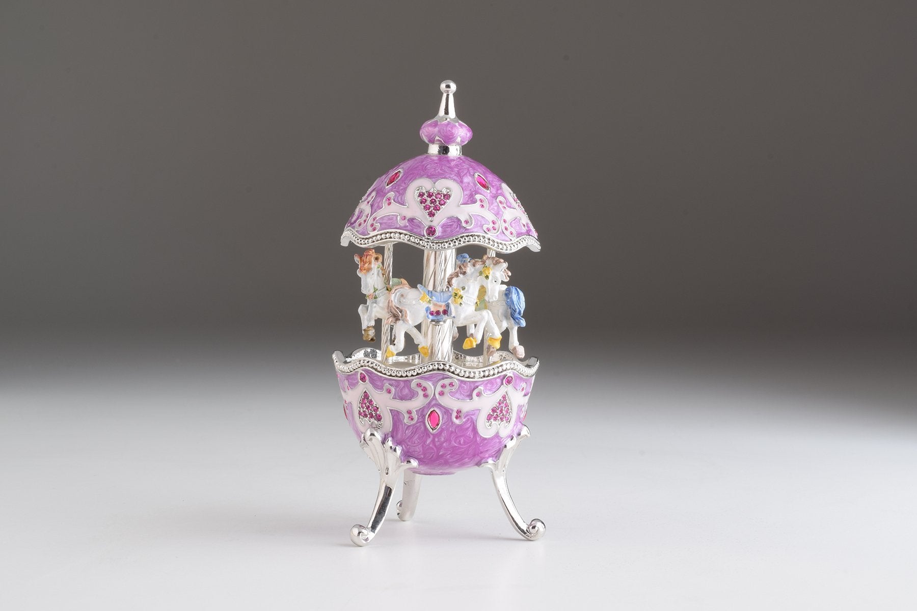 Keren Kopal Purple Wind up Musical Carousel Faberge Egg