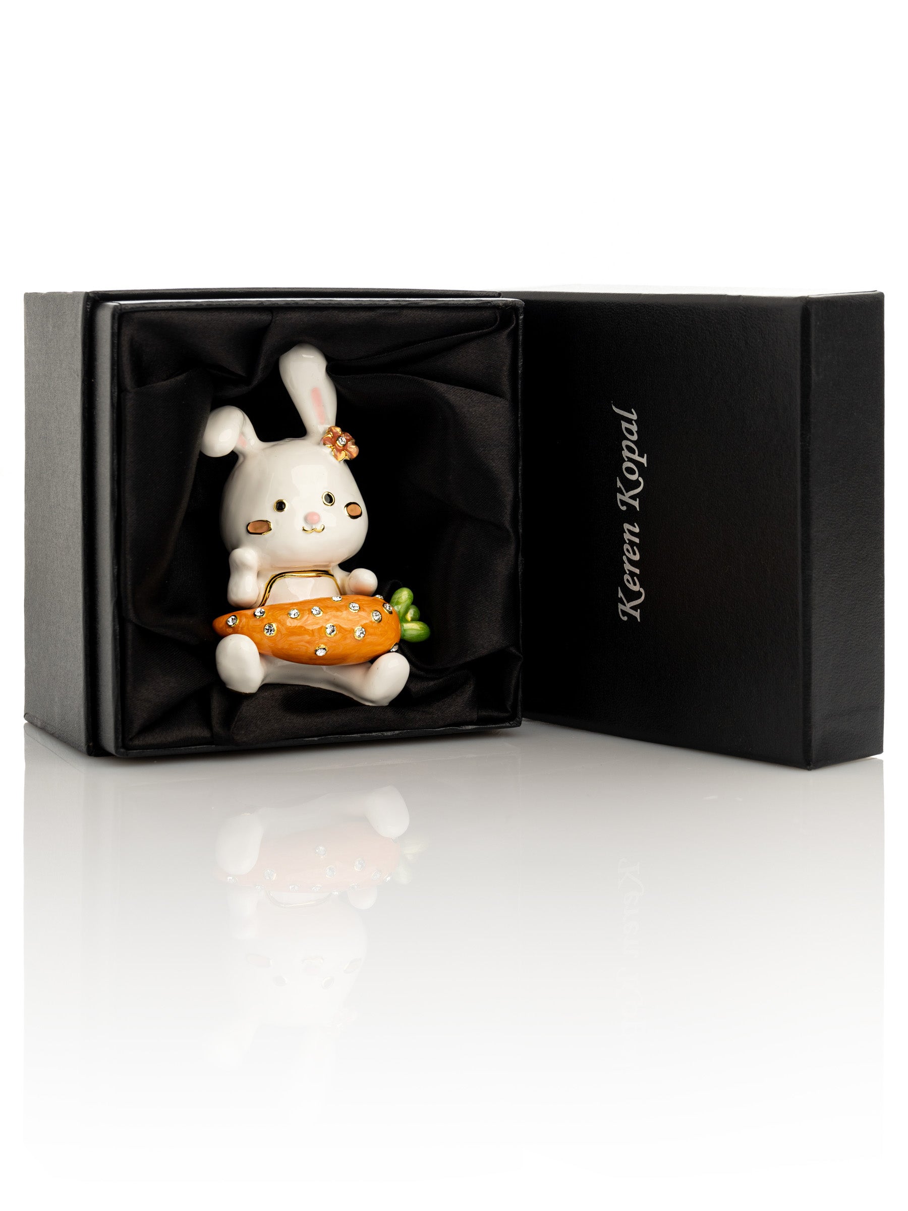 Keren Kopal Bunny with Carrot Trinket Box