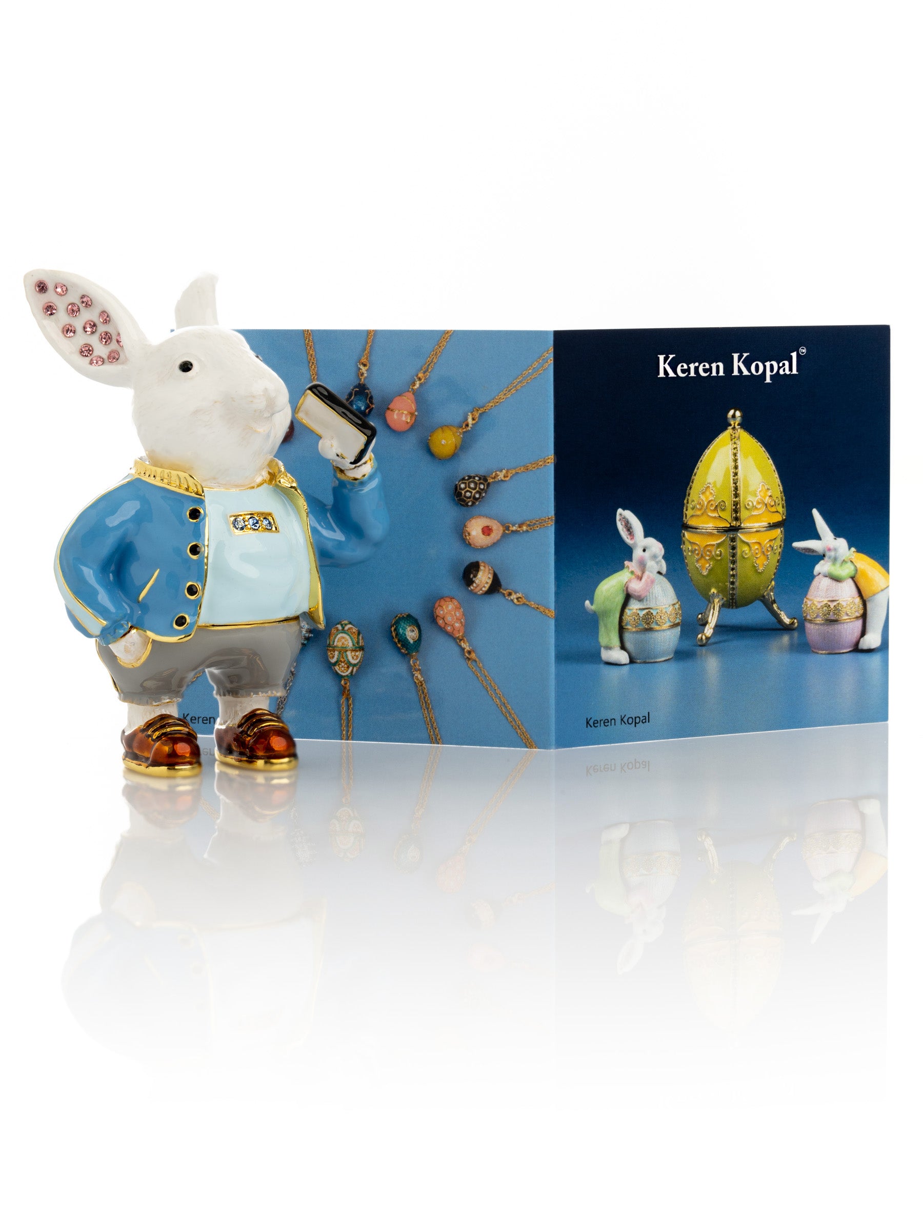 Keren Kopal Businessman Rabbit with Cellphone Trinket Box