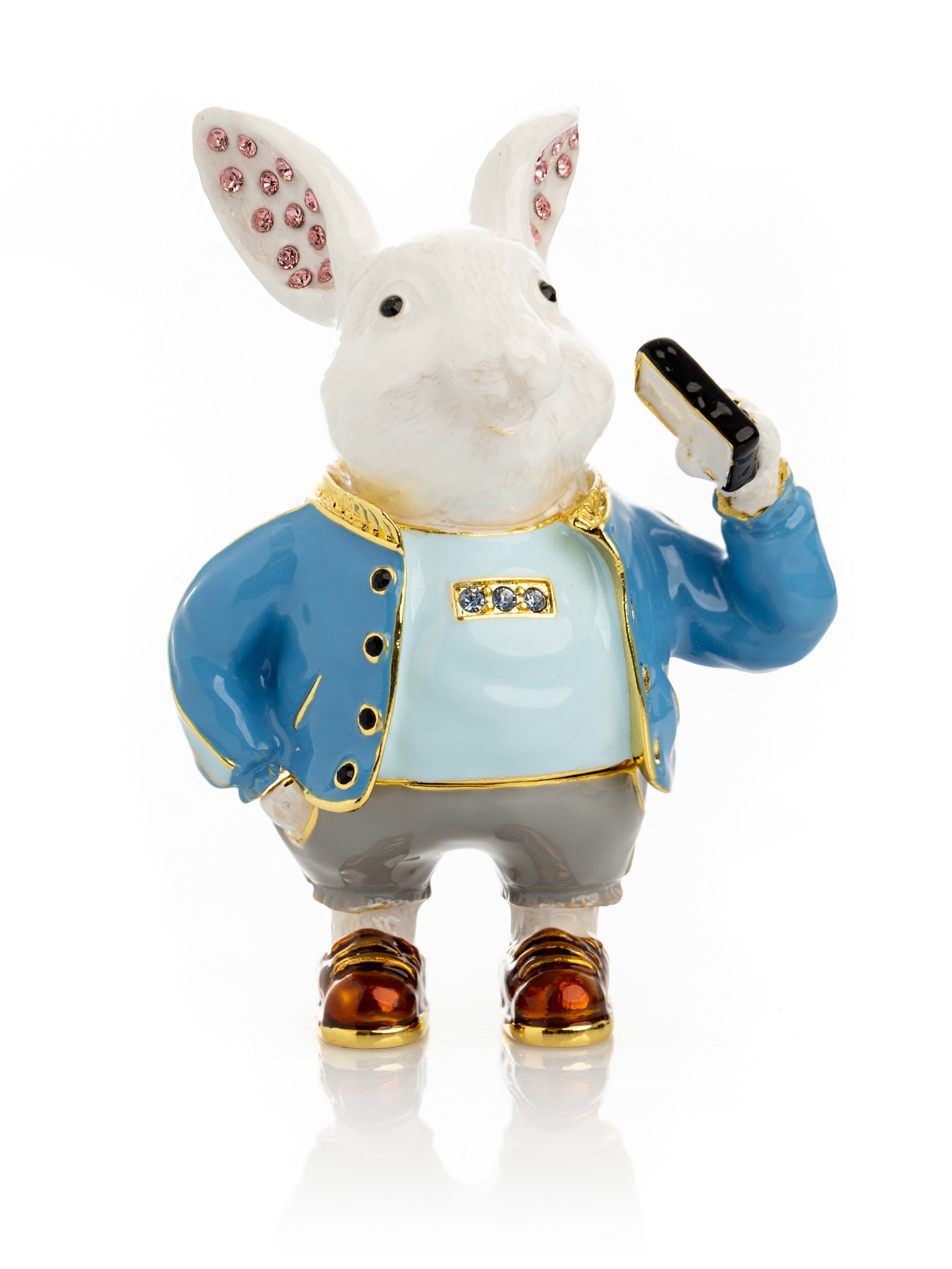 Keren Kopal Businessman Rabbit with Cellphone Trinket Box