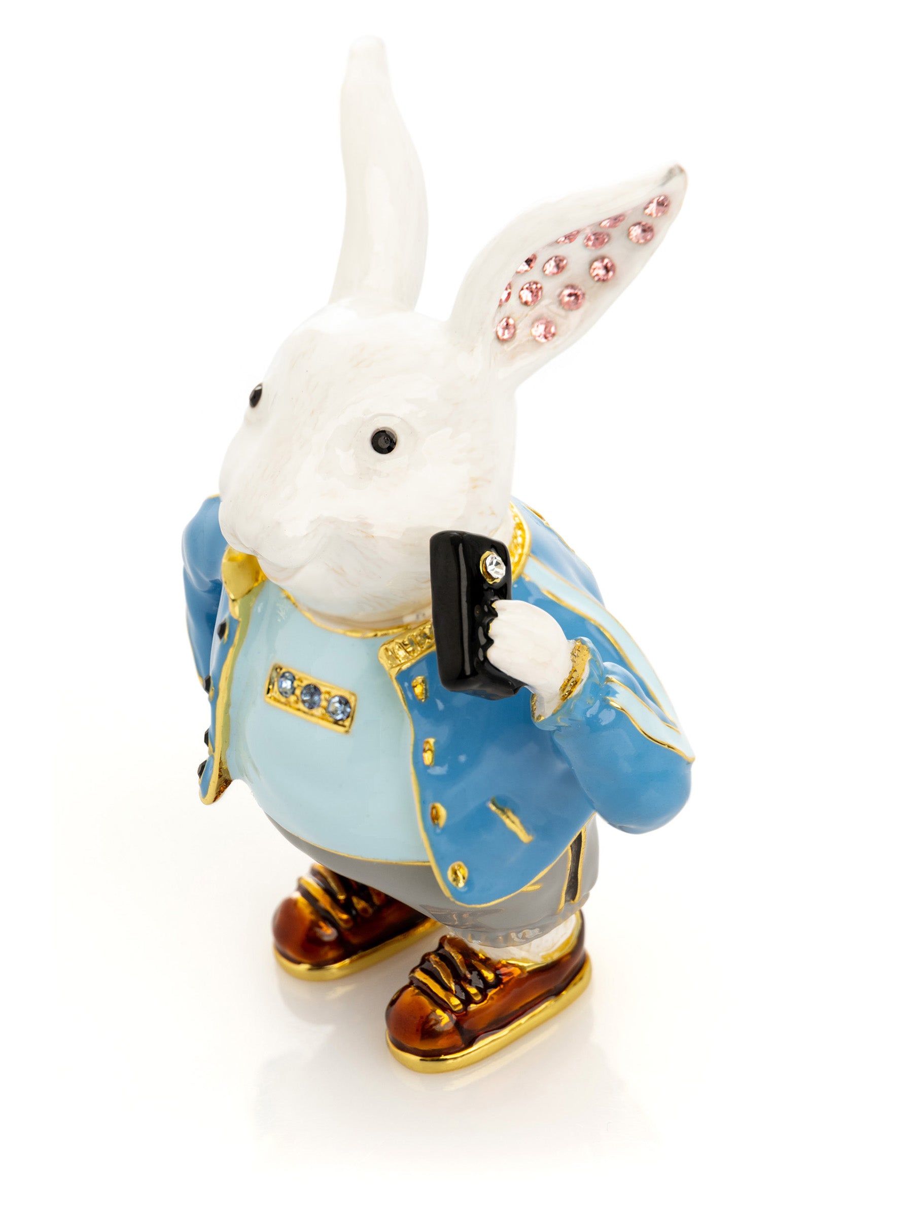 Keren Kopal Businessman Rabbit with Cellphone Trinket Box