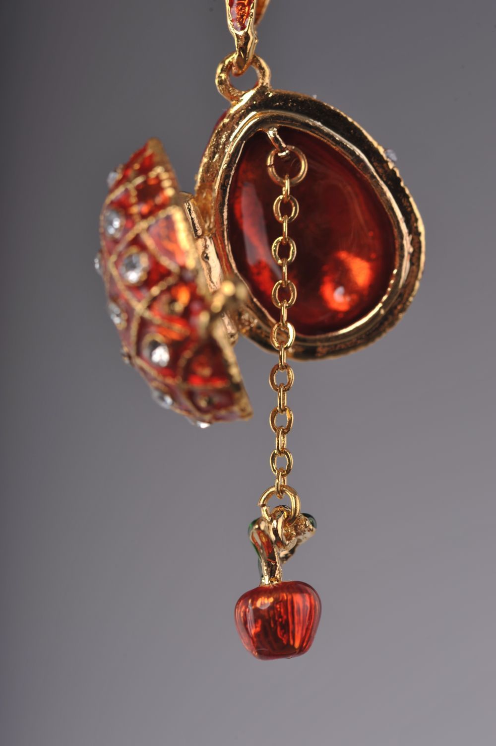 Keren Kopal Red Egg Pendant with a Surprise Apple Inside