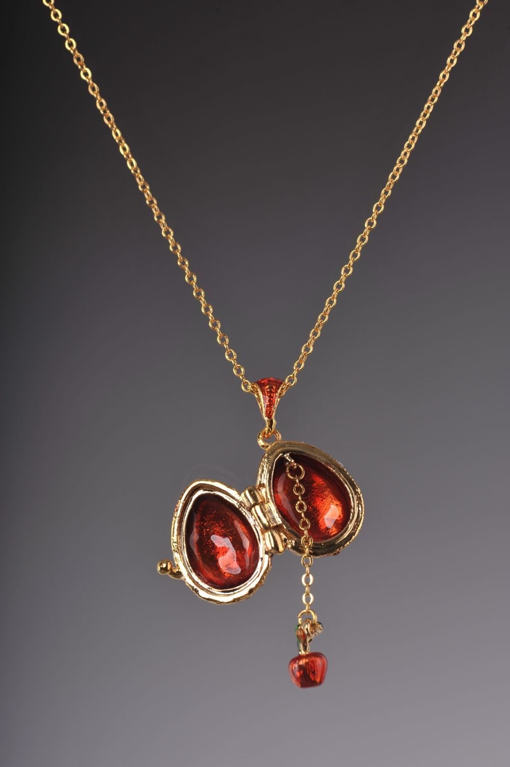 Keren Kopal Red Egg Pendant with a Surprise Apple Inside