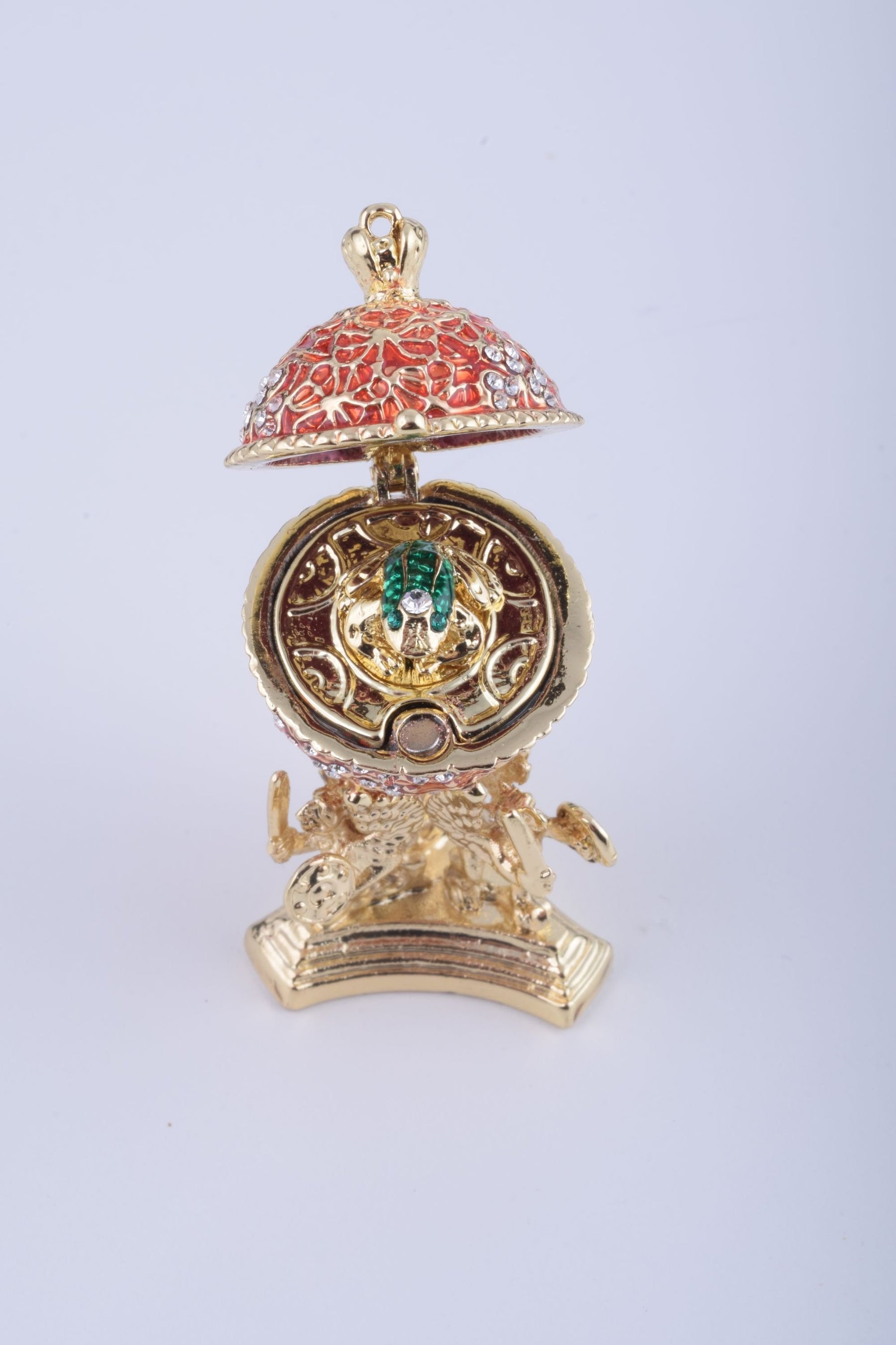 Keren Kopal Red Faberge Egg with a Golden Frog Inside