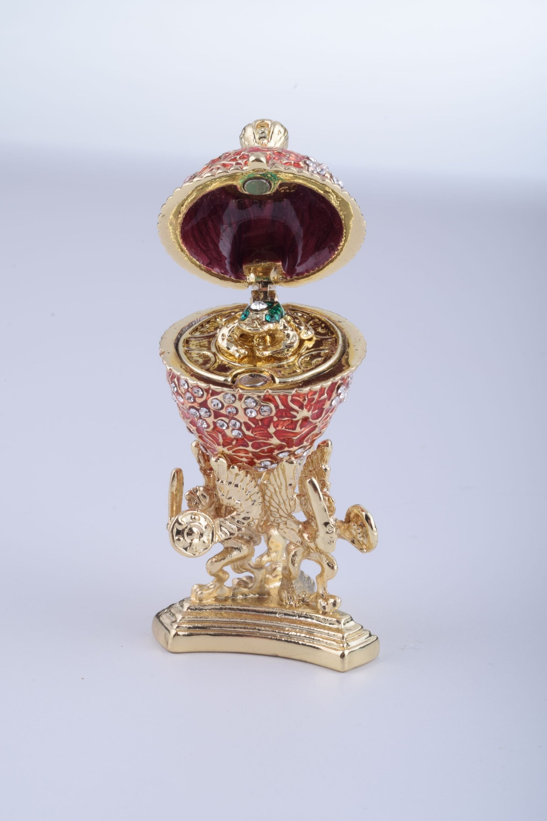 Keren Kopal Red Faberge Egg with a Golden Frog Inside