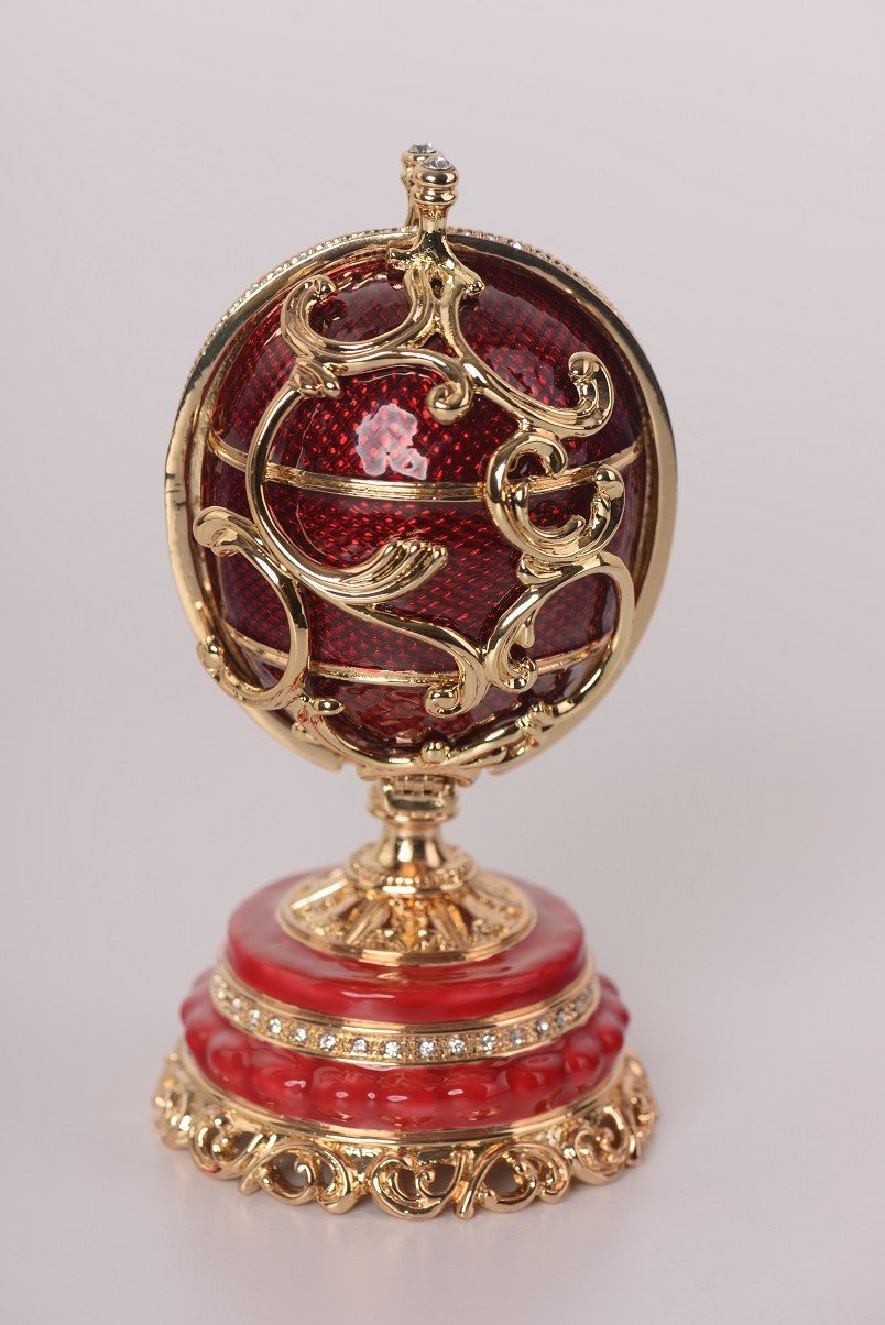 Keren Kopal Red Faberge Egg with a Removable Flower Bouquet